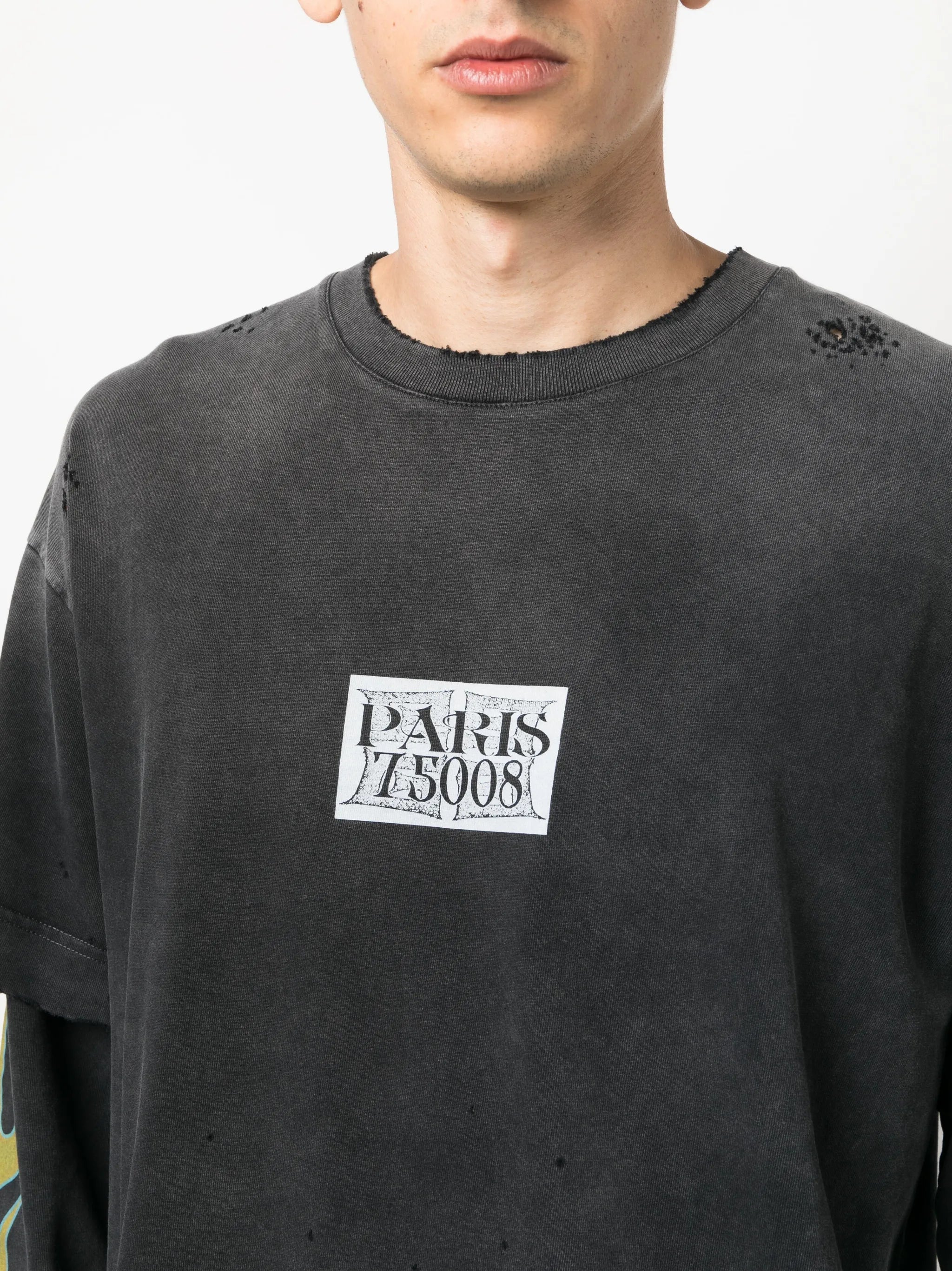logo-print double-layer T-shirt