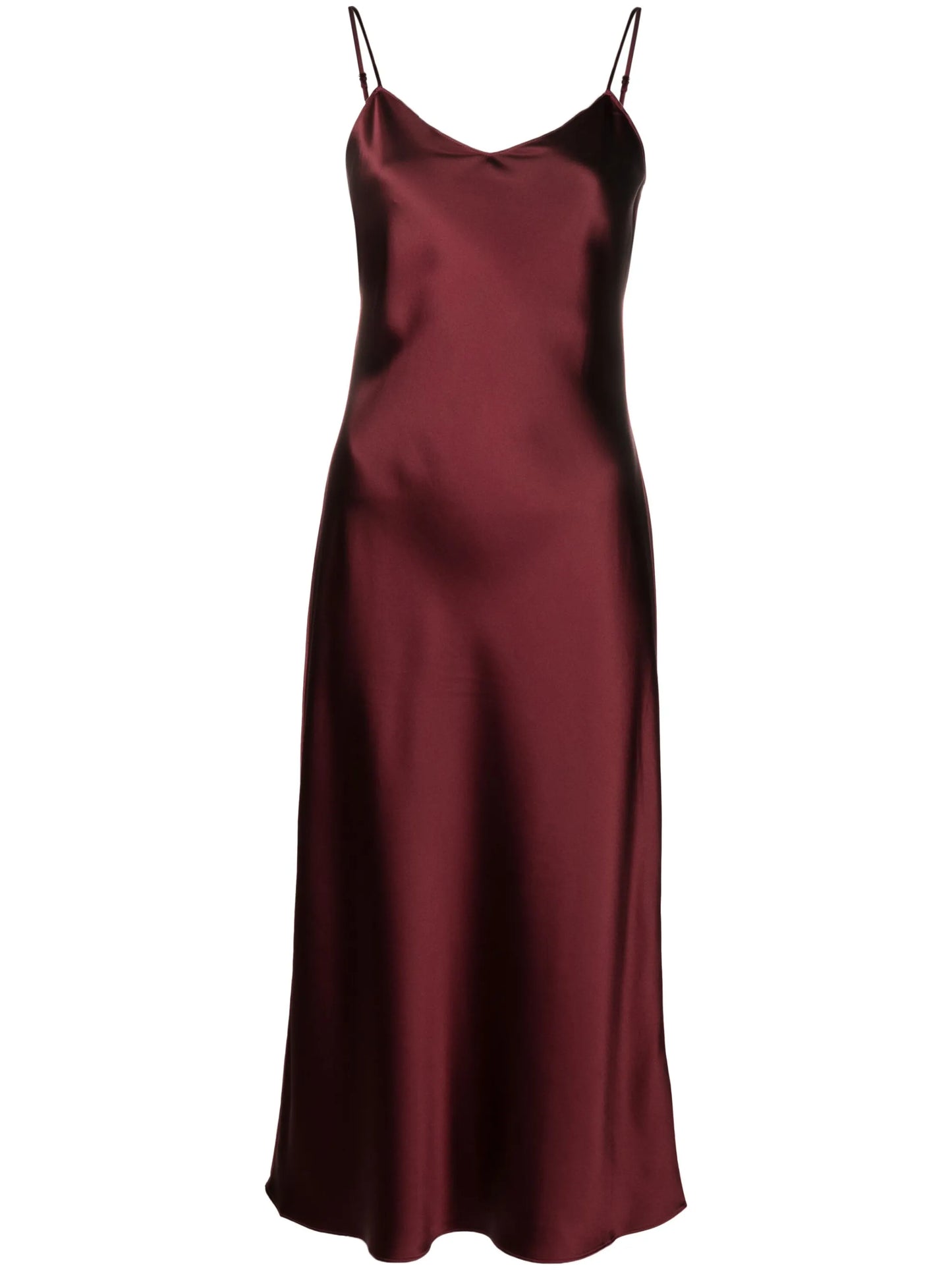 V-neck mulberry silk midi dress