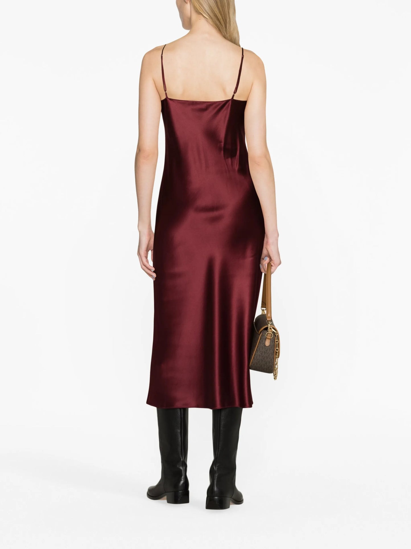 V-neck mulberry silk midi dress