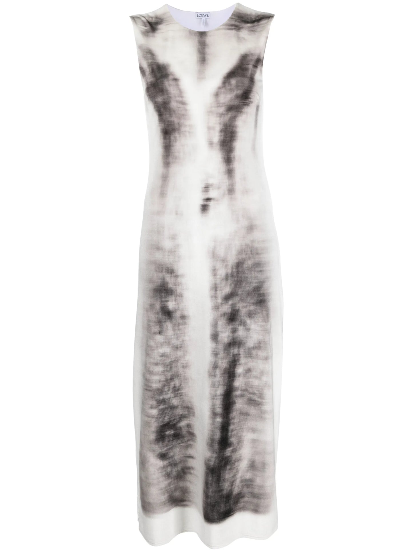Trompe L'oeil-print velvet midi dress