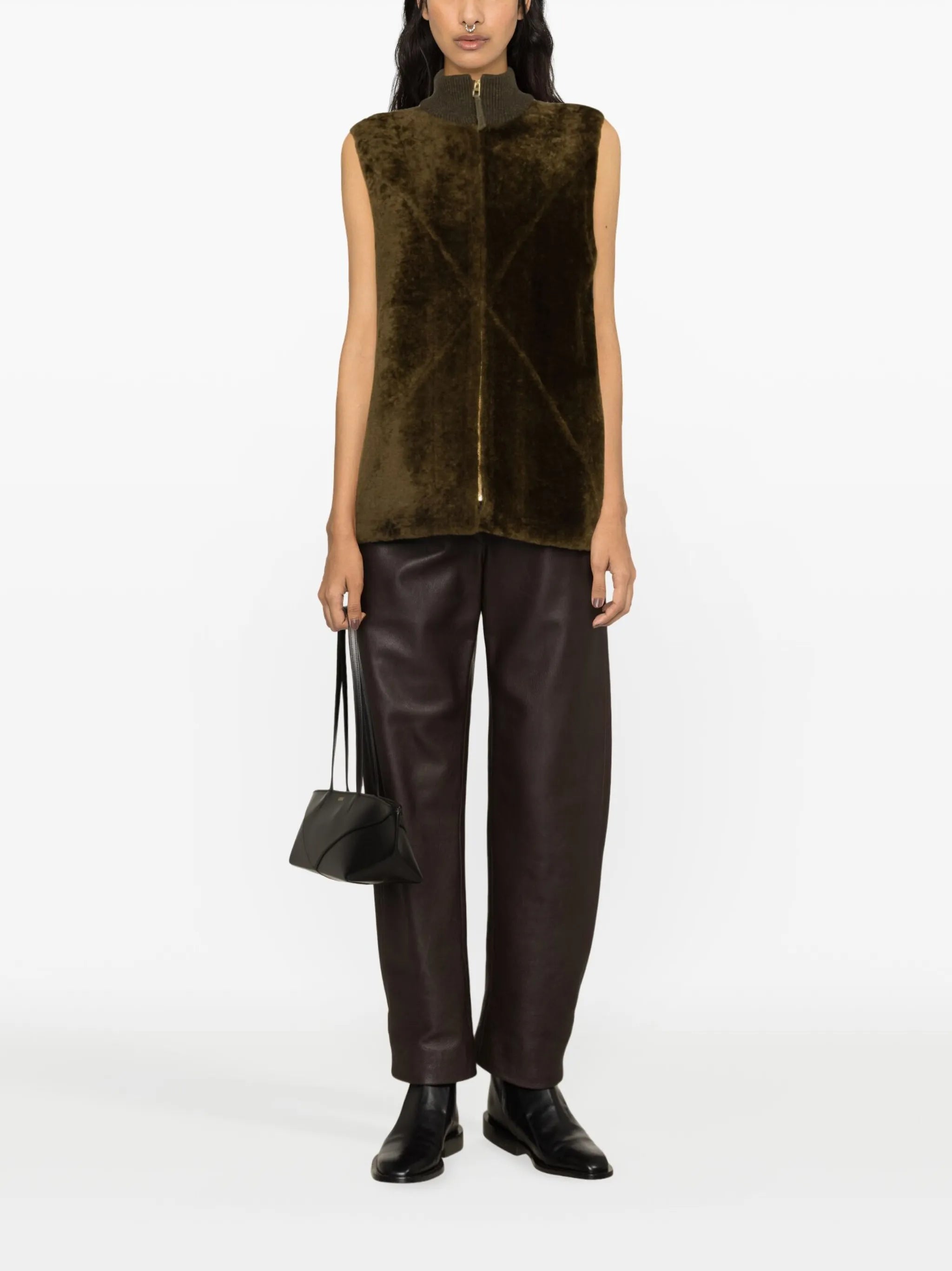 Puzzle Fold shearling gilet