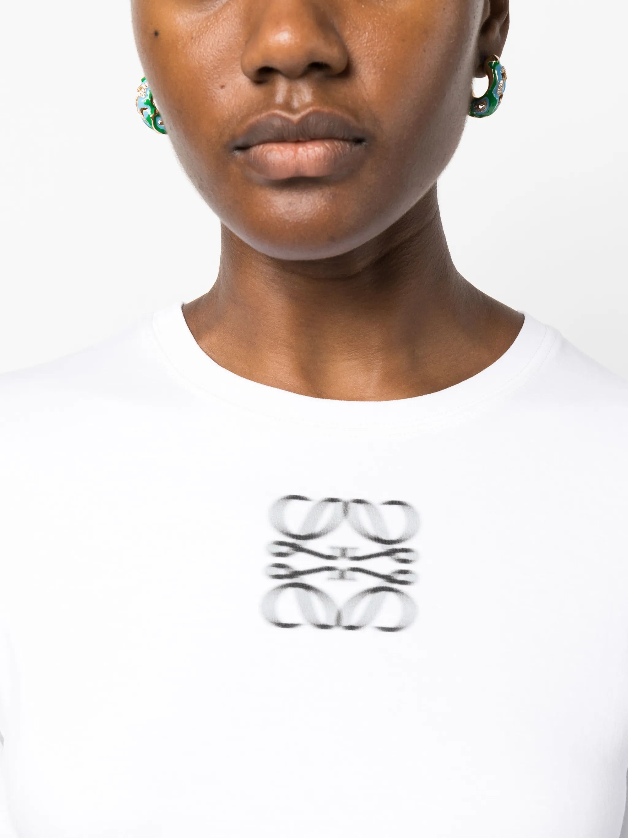 Anagram-print cropped cotton T-shirt