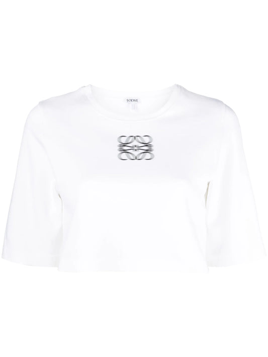 Anagram-print cropped cotton T-shirt