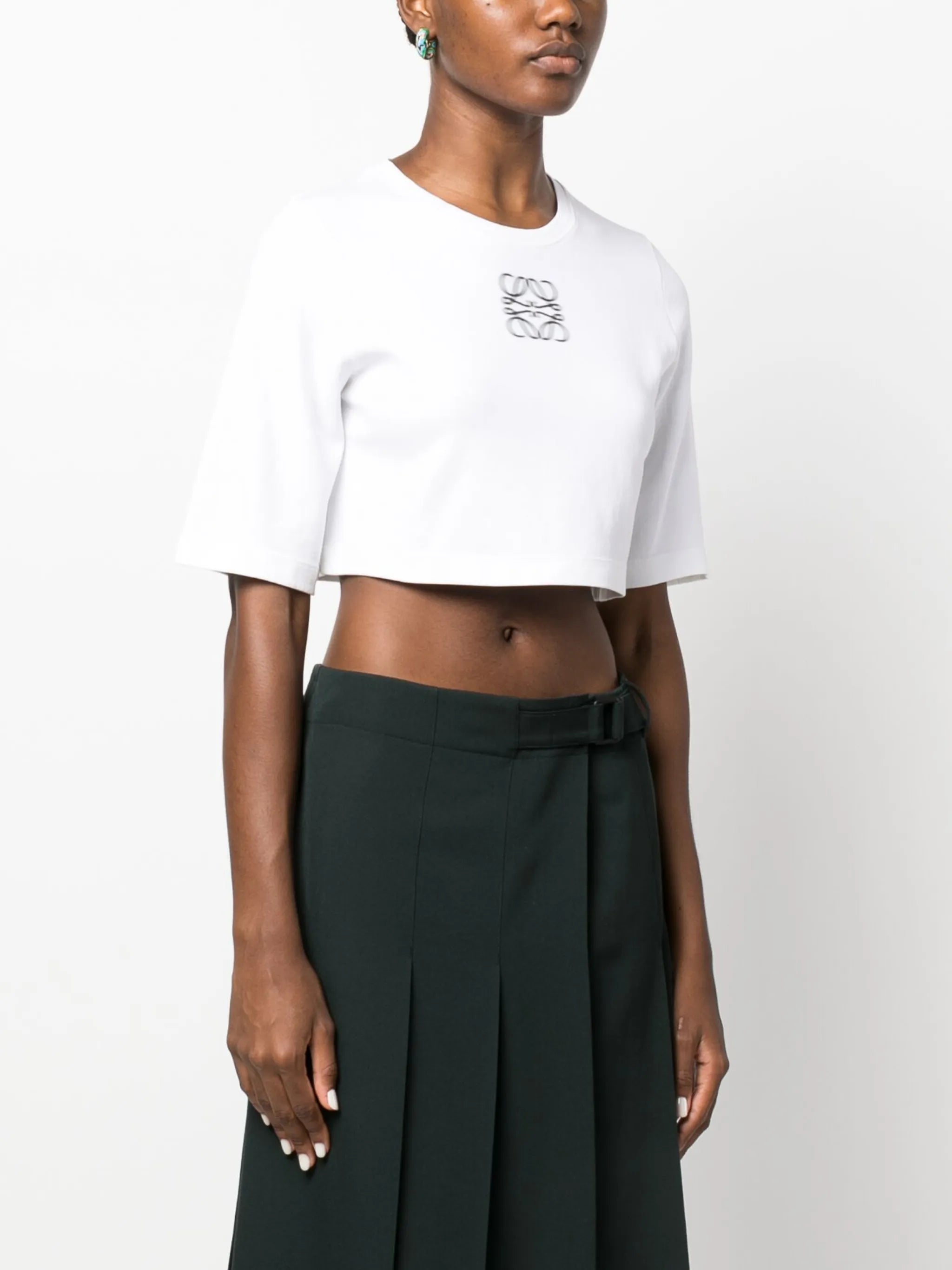 Anagram-print cropped cotton T-shirt
