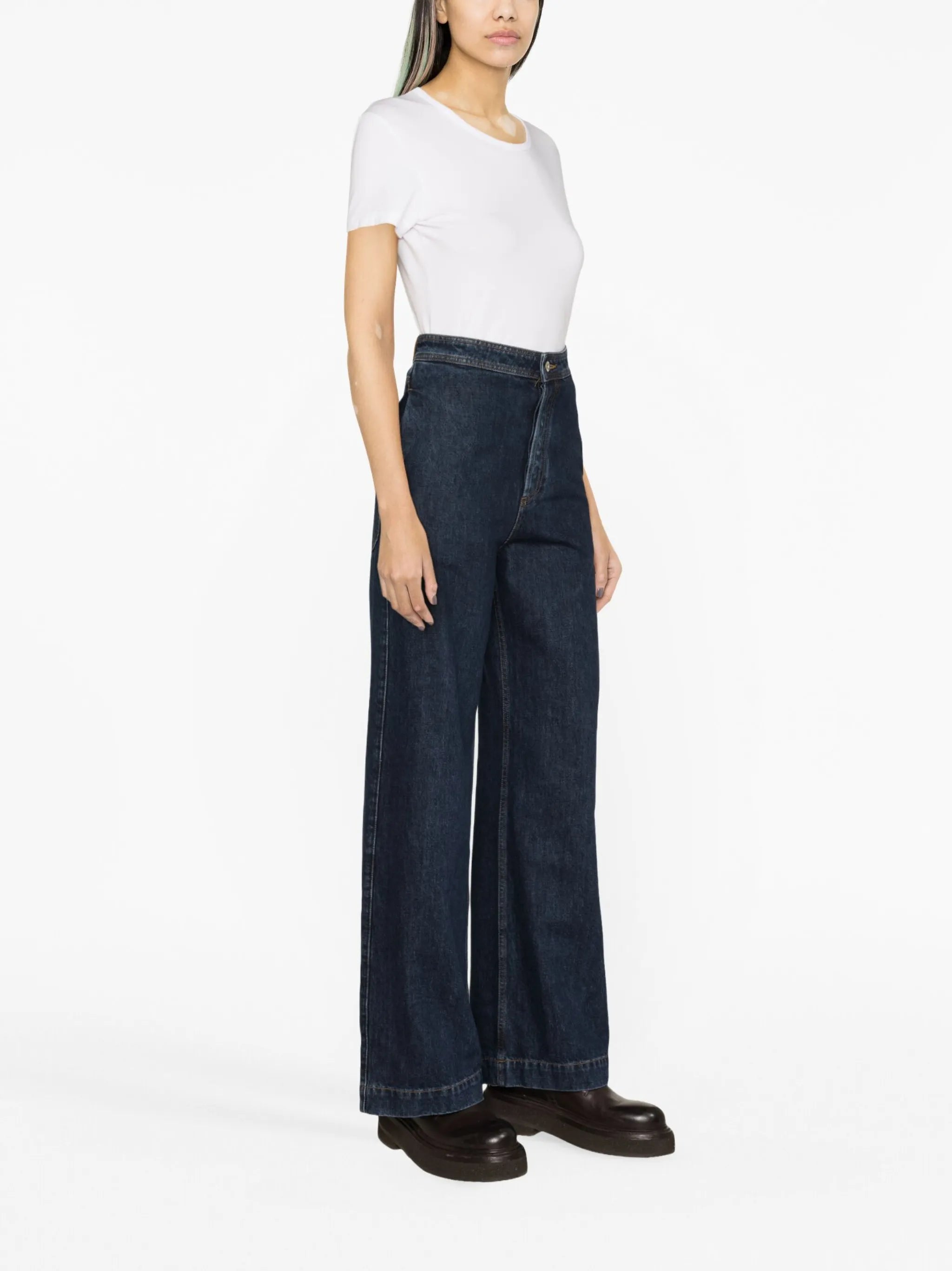 high-rise straight-leg jeans