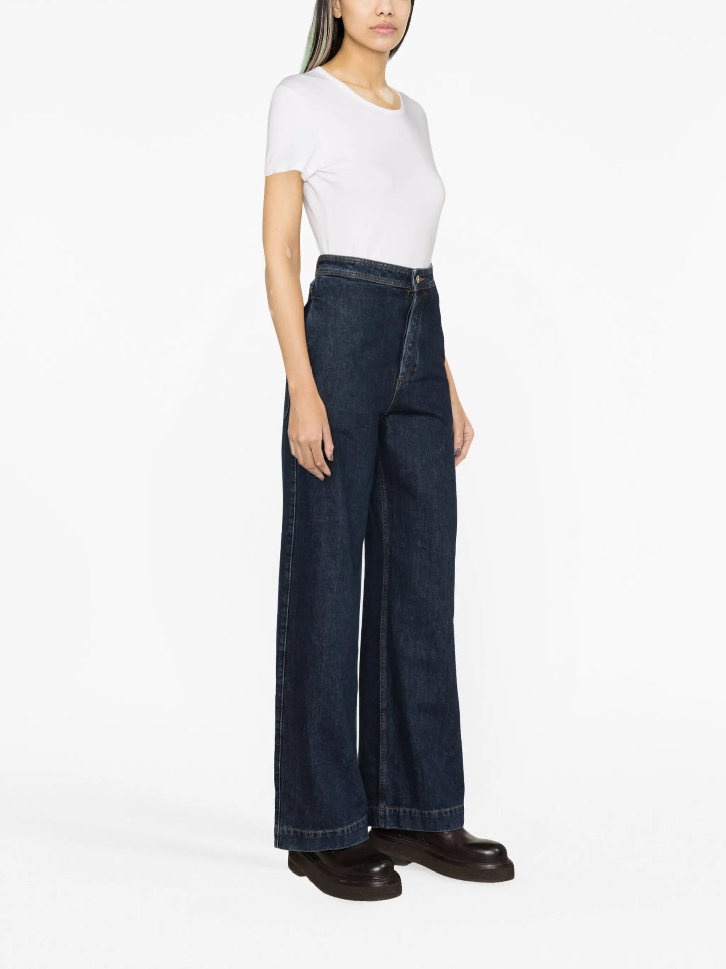 high-rise straight-leg jeans