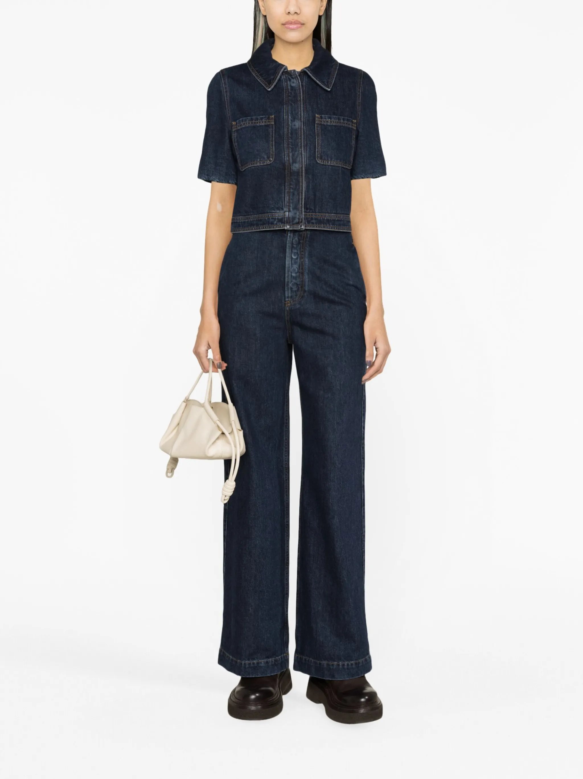 high-rise straight-leg jeans