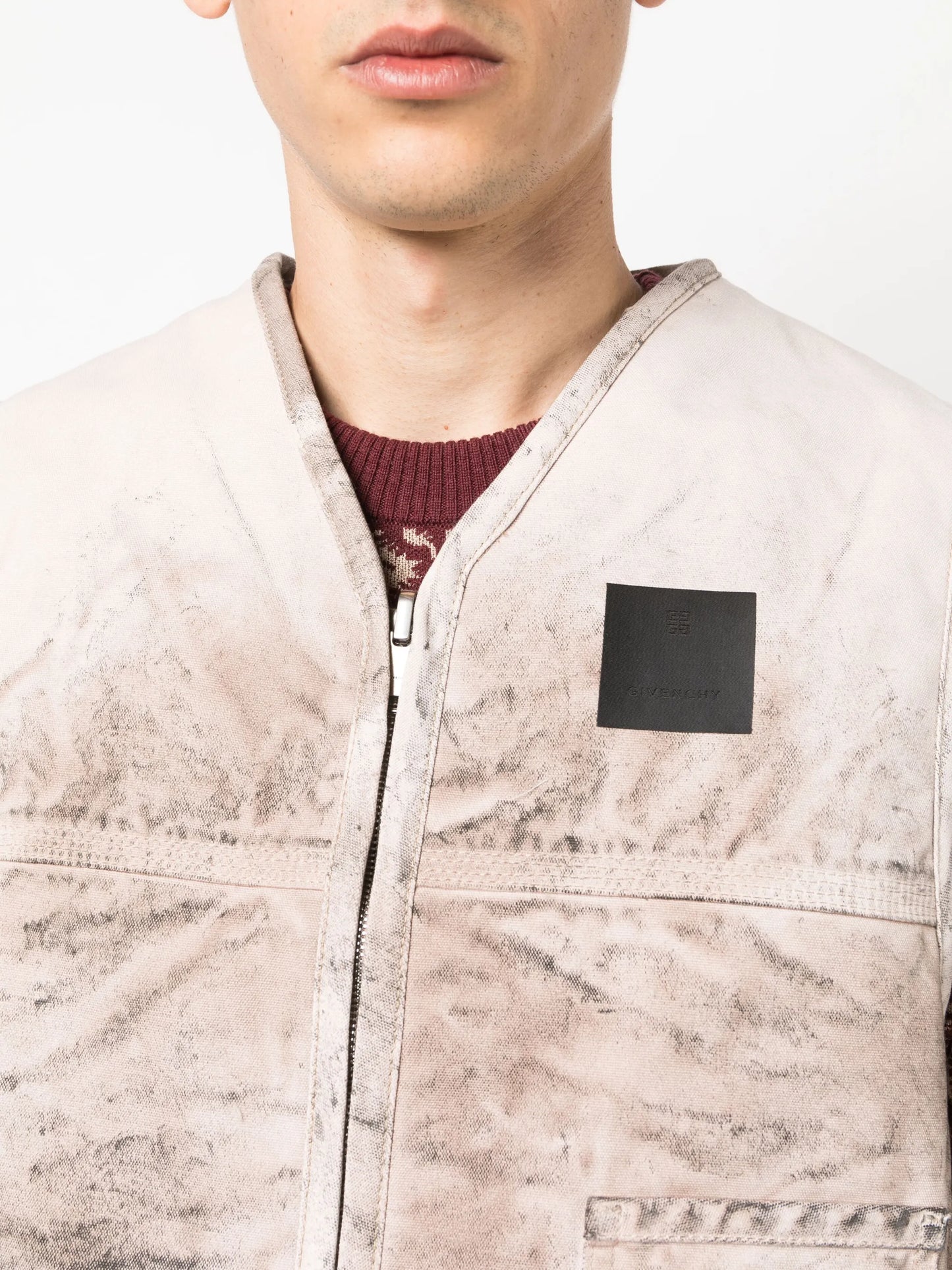 distressed-effect reversible gilet