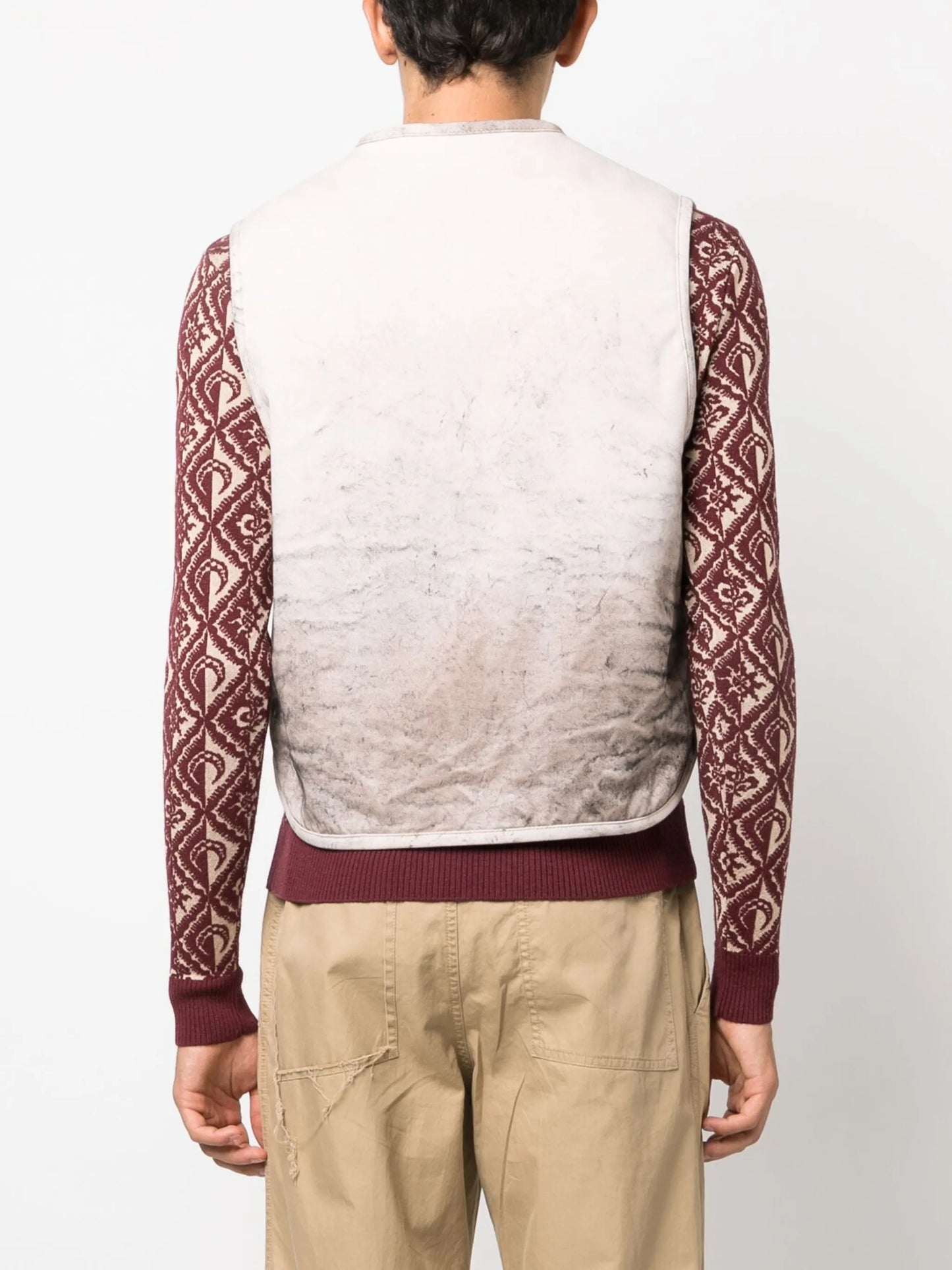 distressed-effect reversible gilet