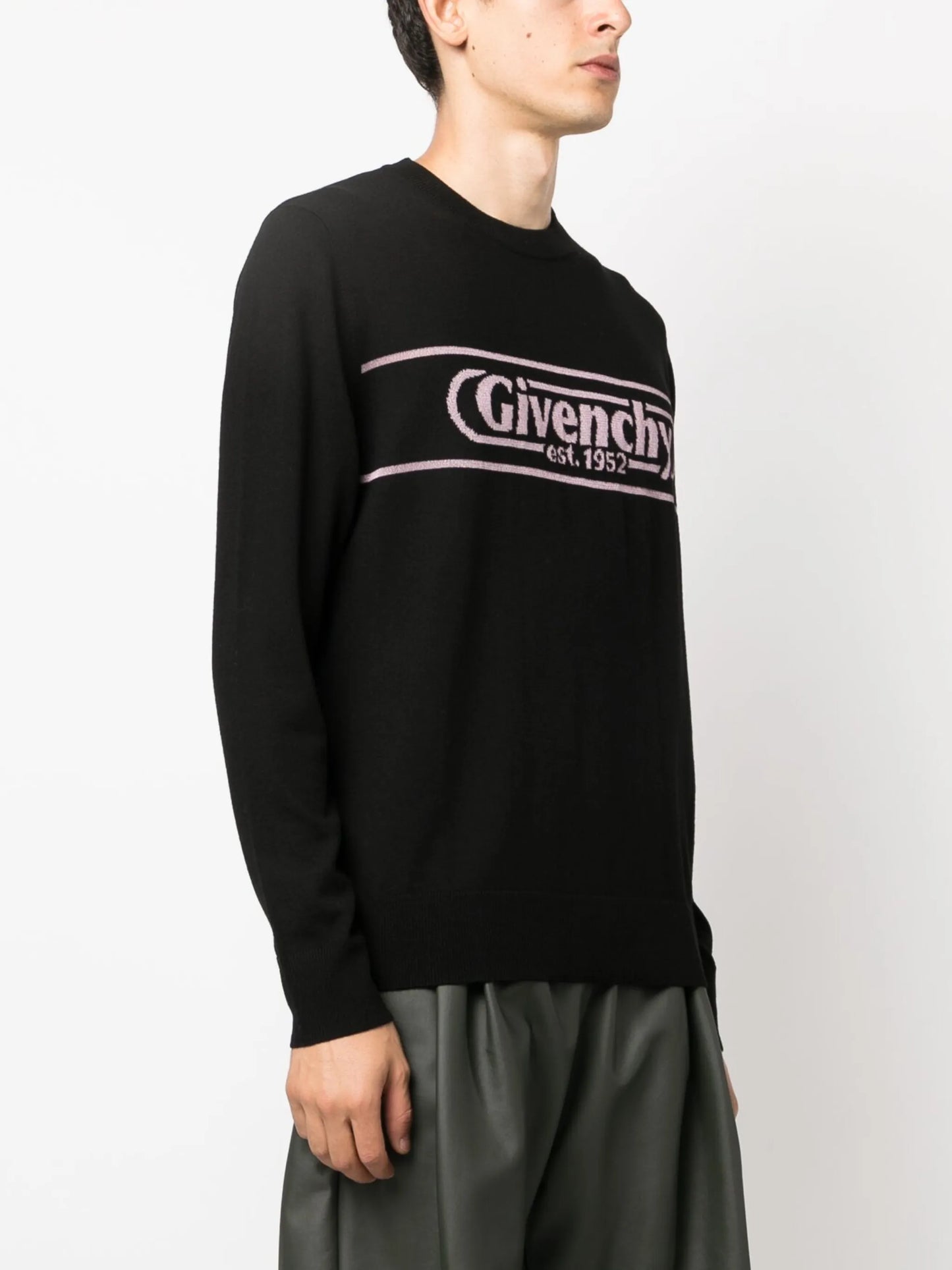 logo-intarsia wool jumper