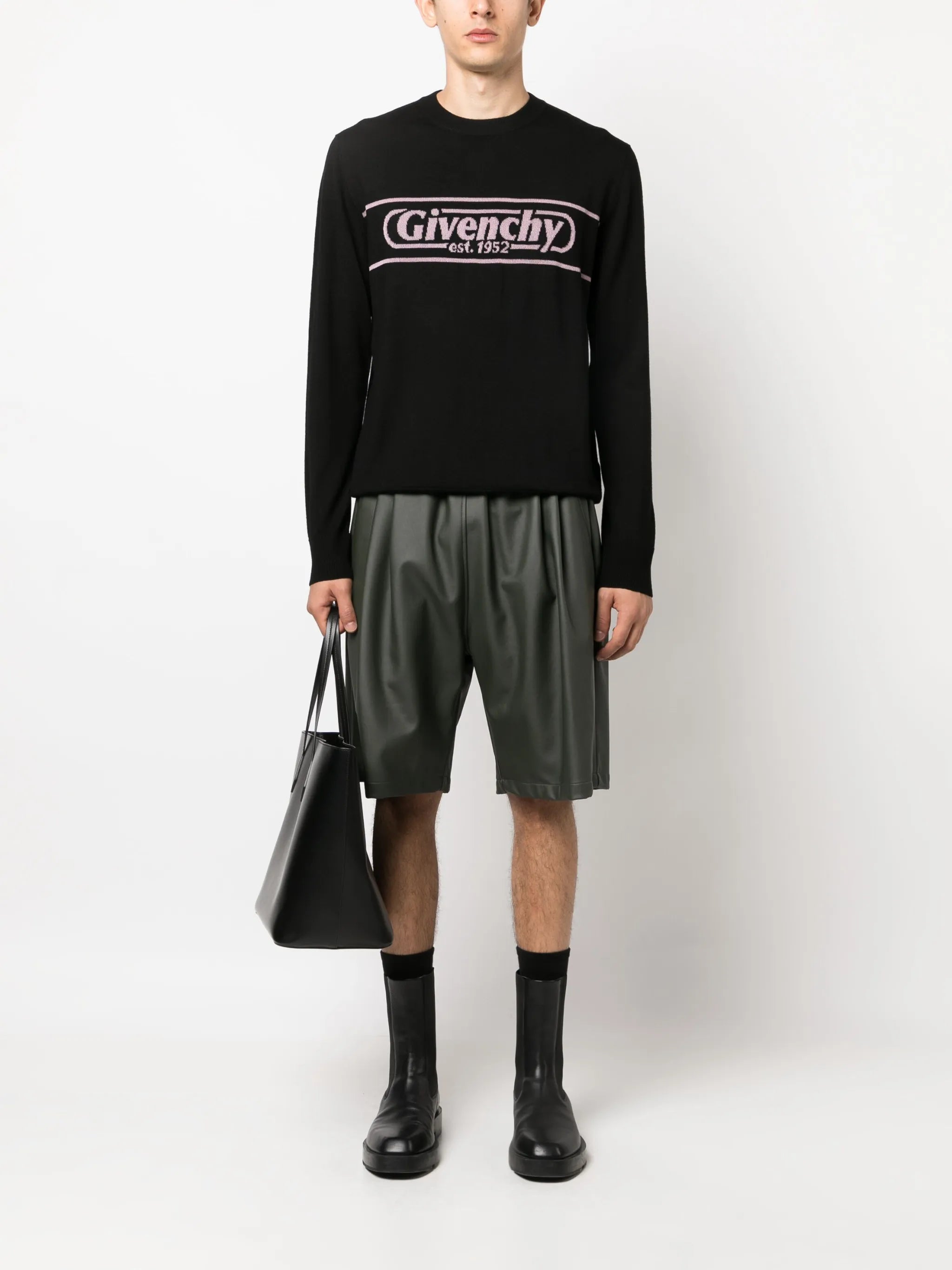 logo-intarsia wool jumper