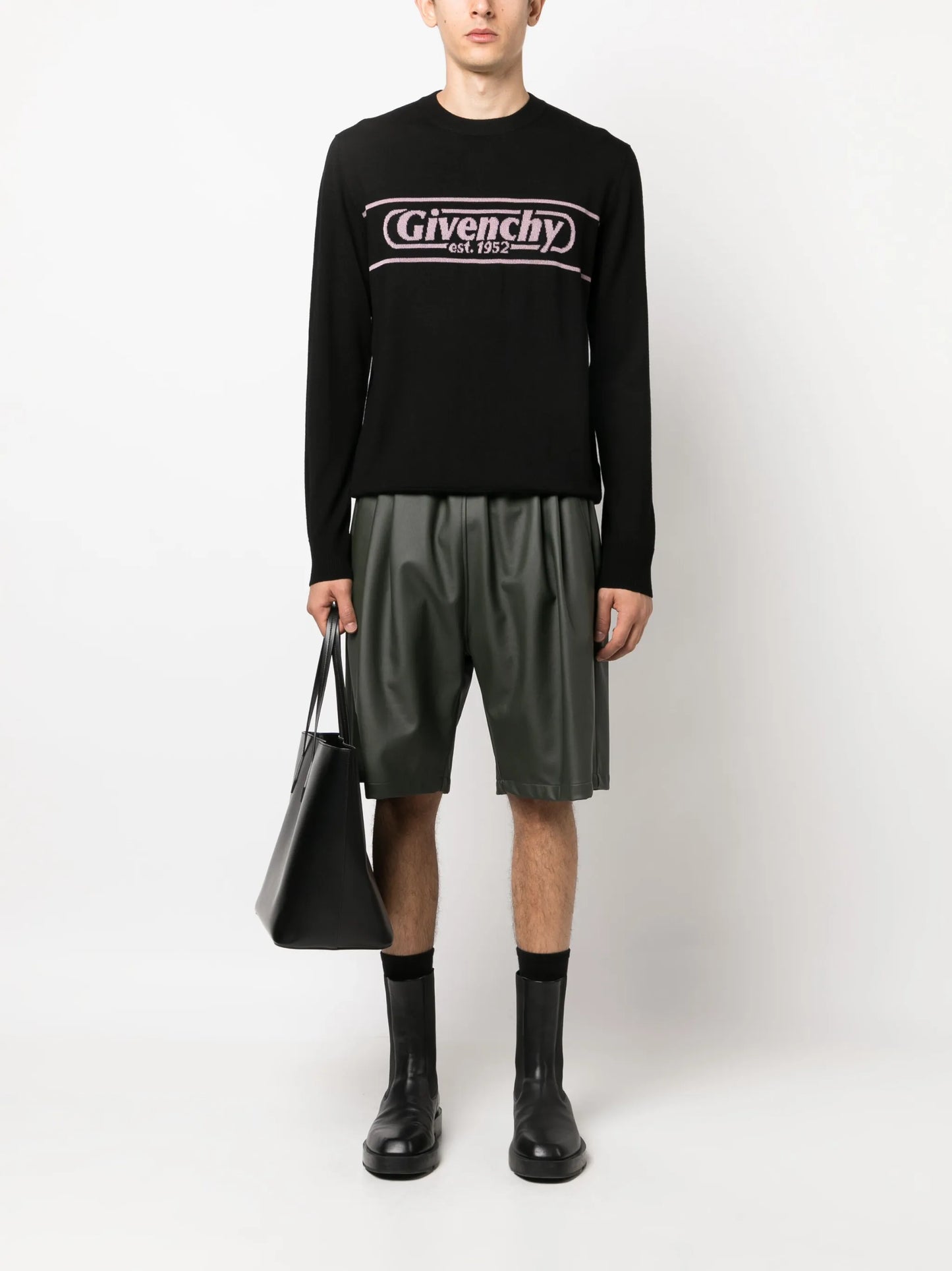 logo-intarsia wool jumper