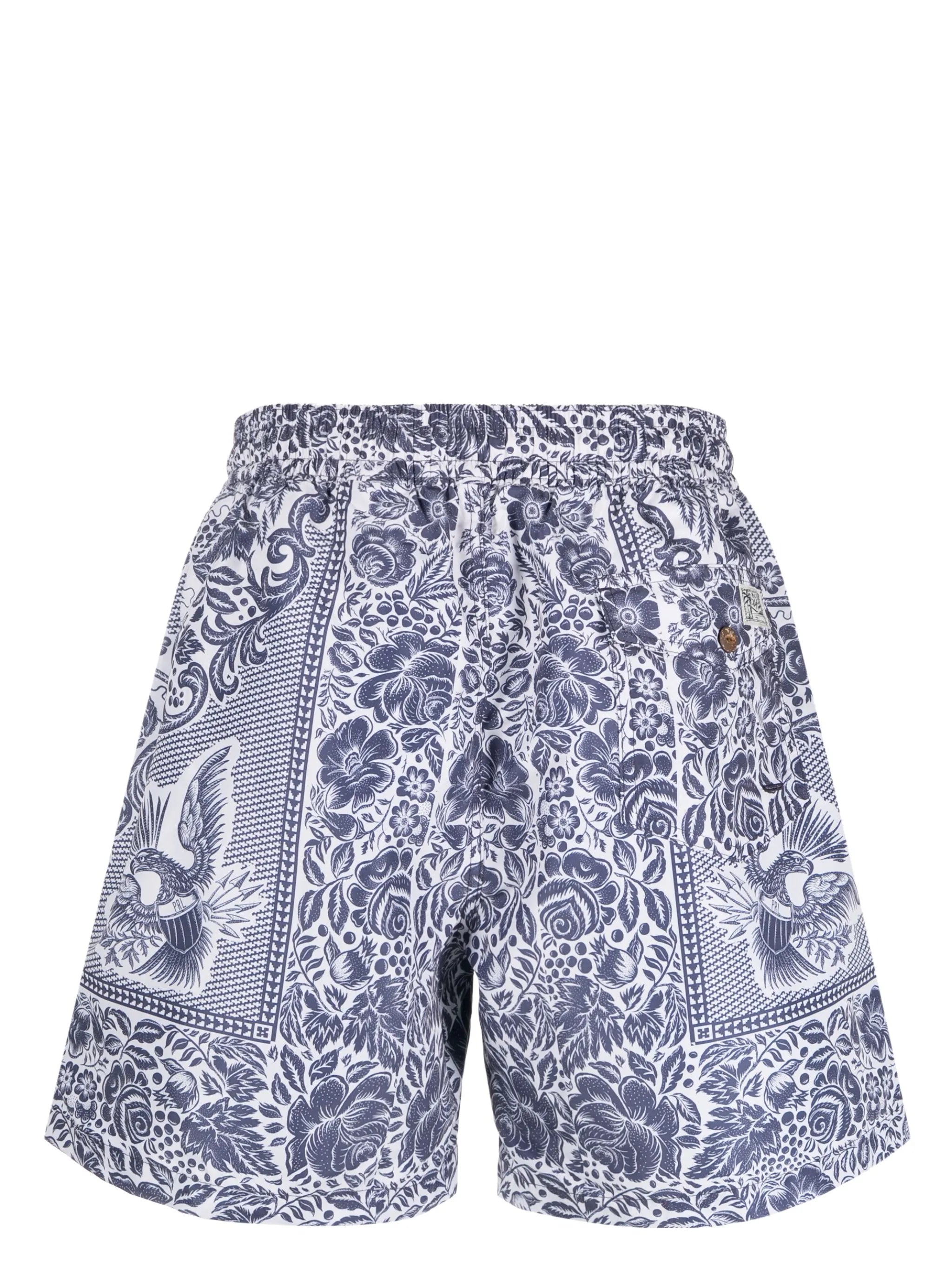 logo-patch graphic-print swim shorts