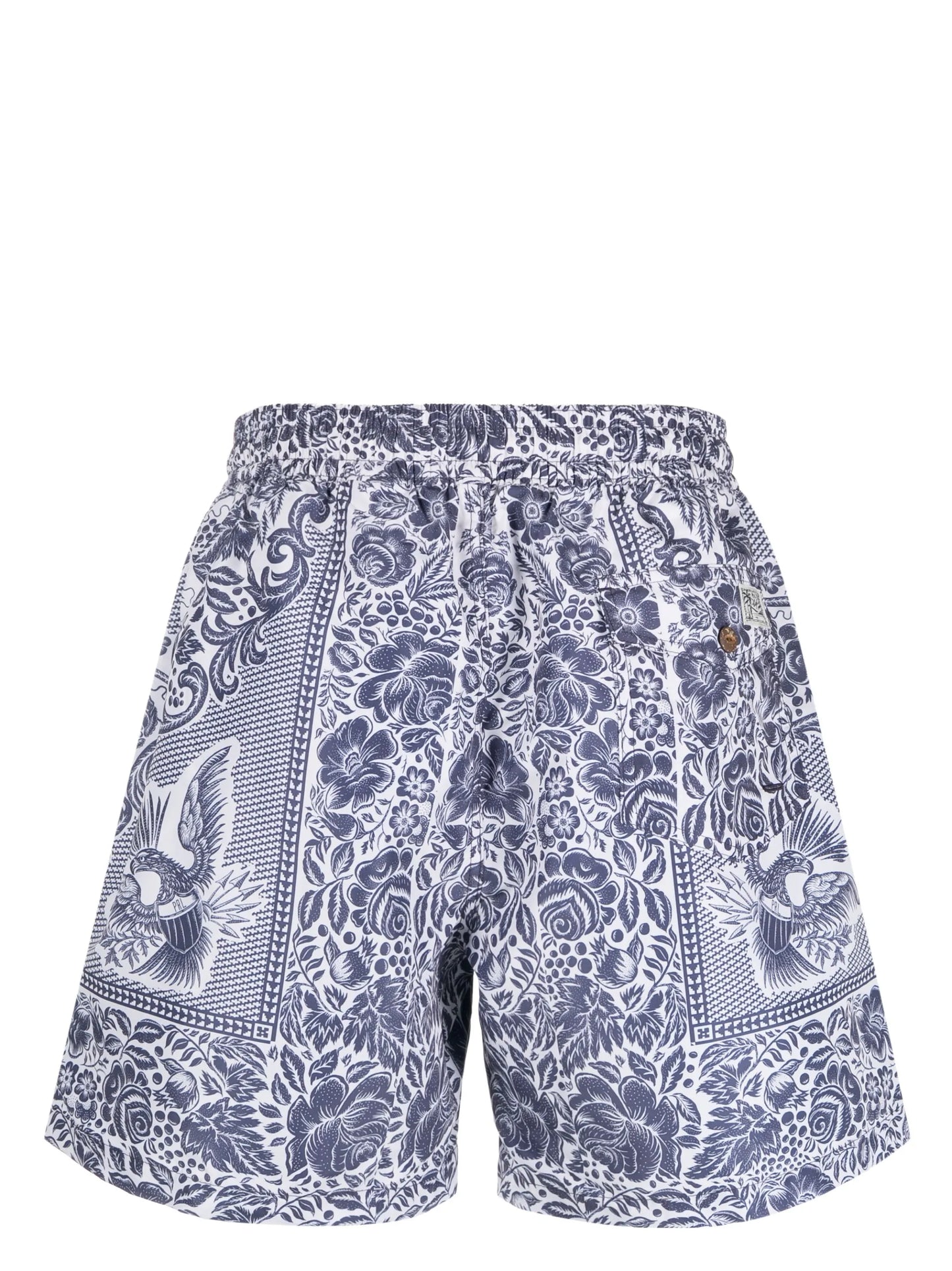 logo-patch graphic-print swim shorts