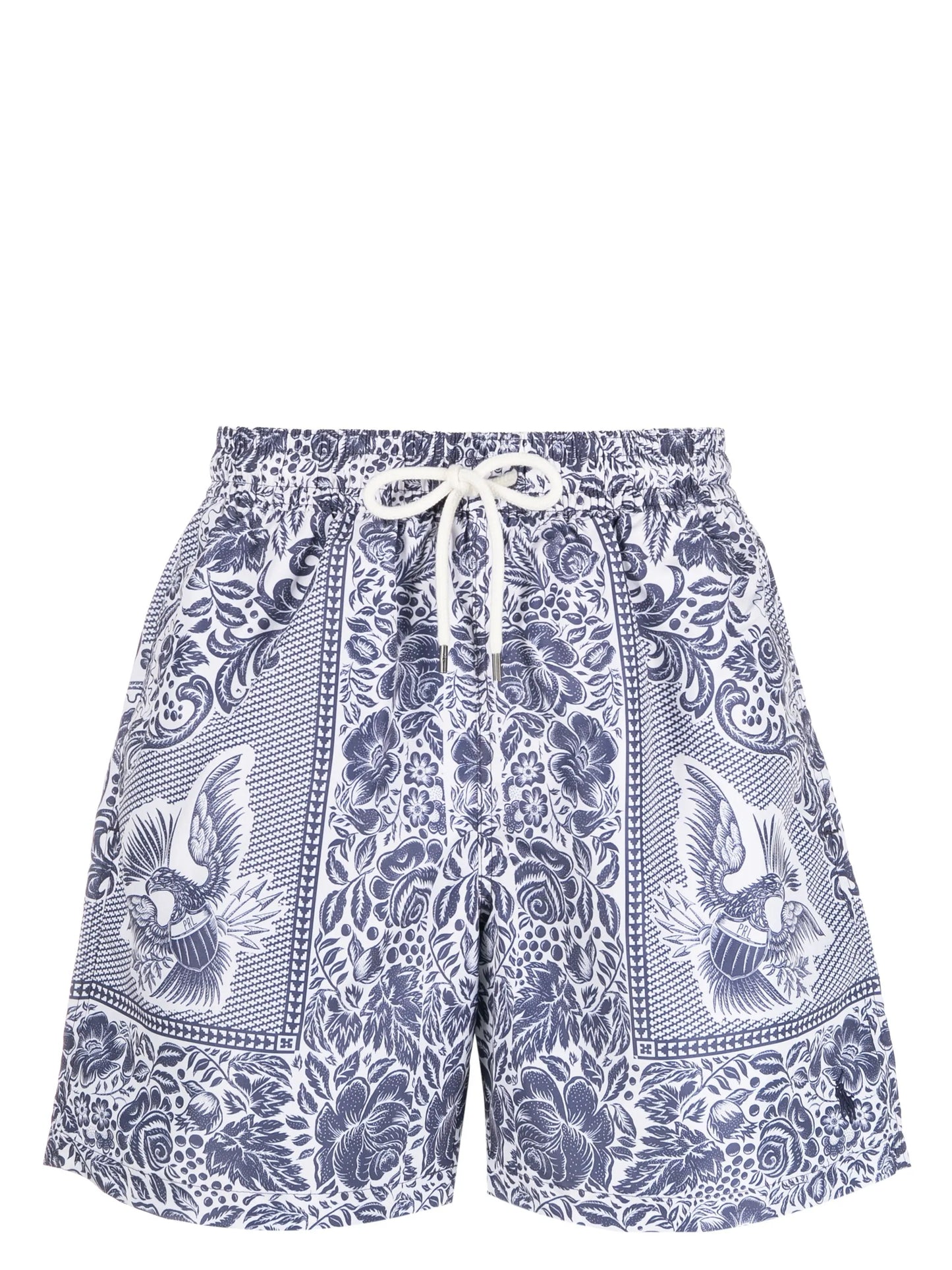 logo-patch graphic-print swim shorts
