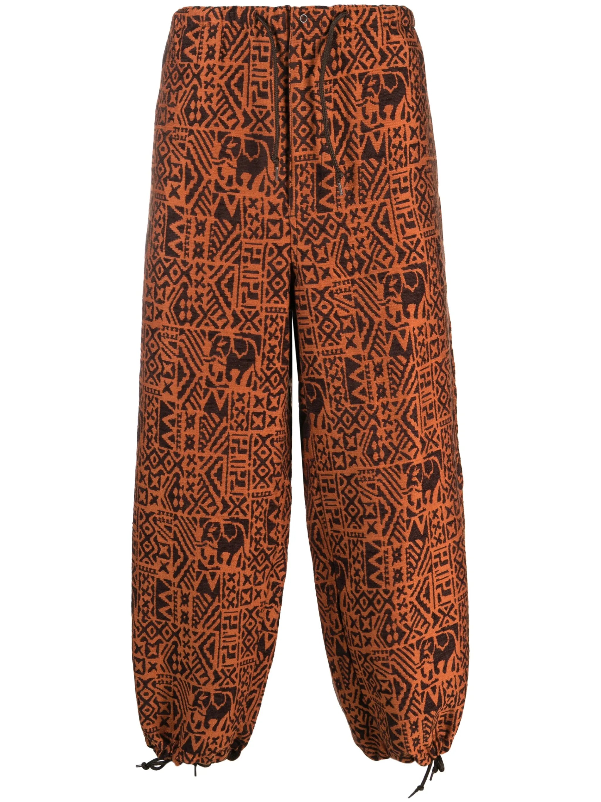 Batik-pattern jacquard track pants