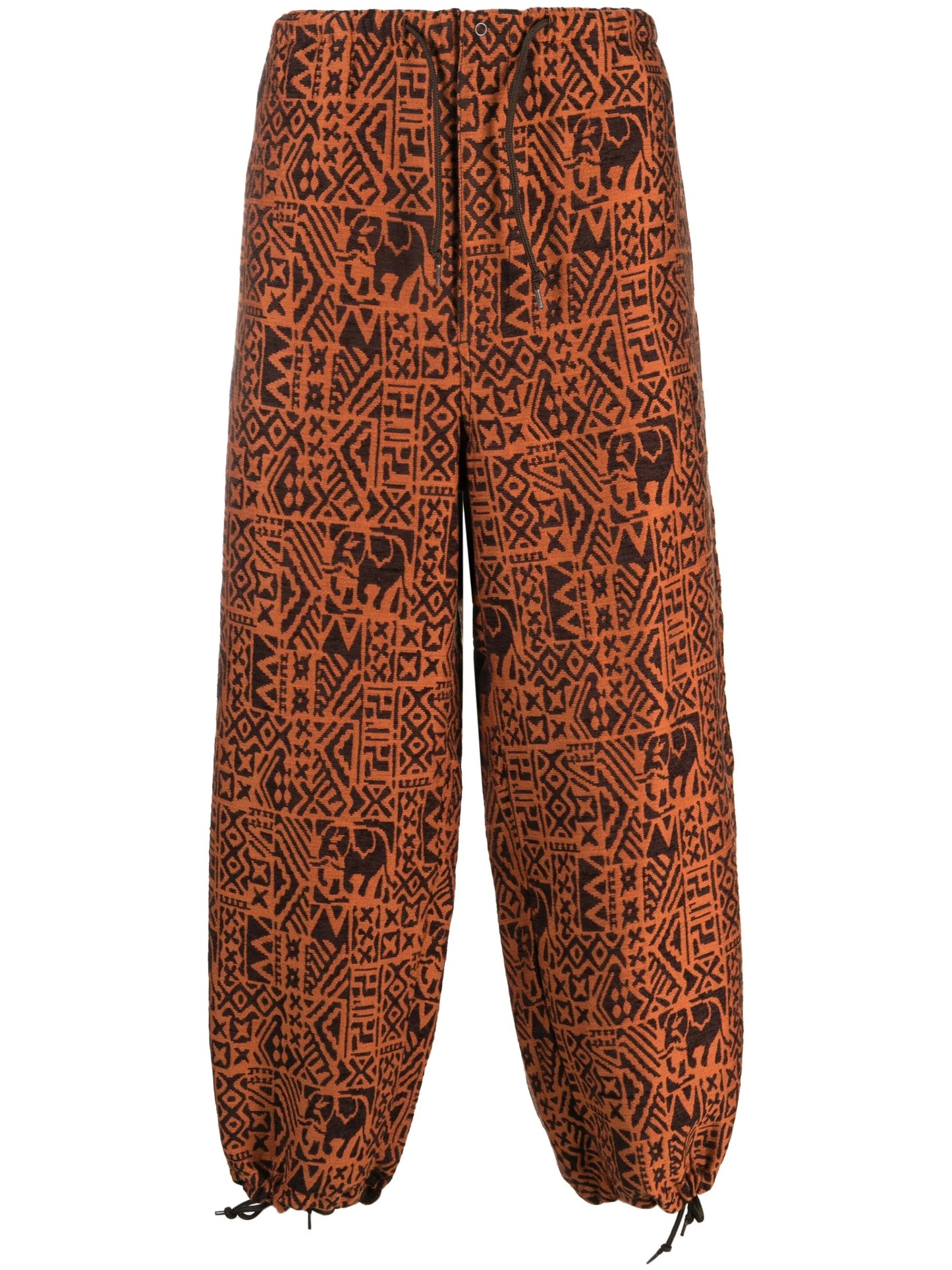 Batik-pattern jacquard track pants