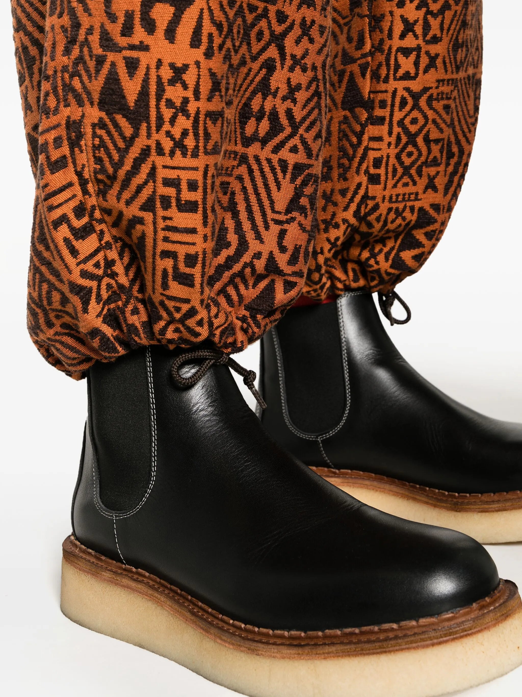 Batik-pattern jacquard track pants