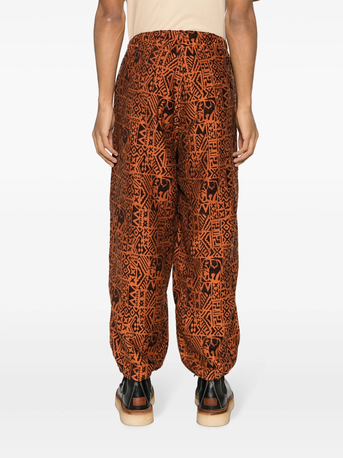 Batik-pattern jacquard track pants