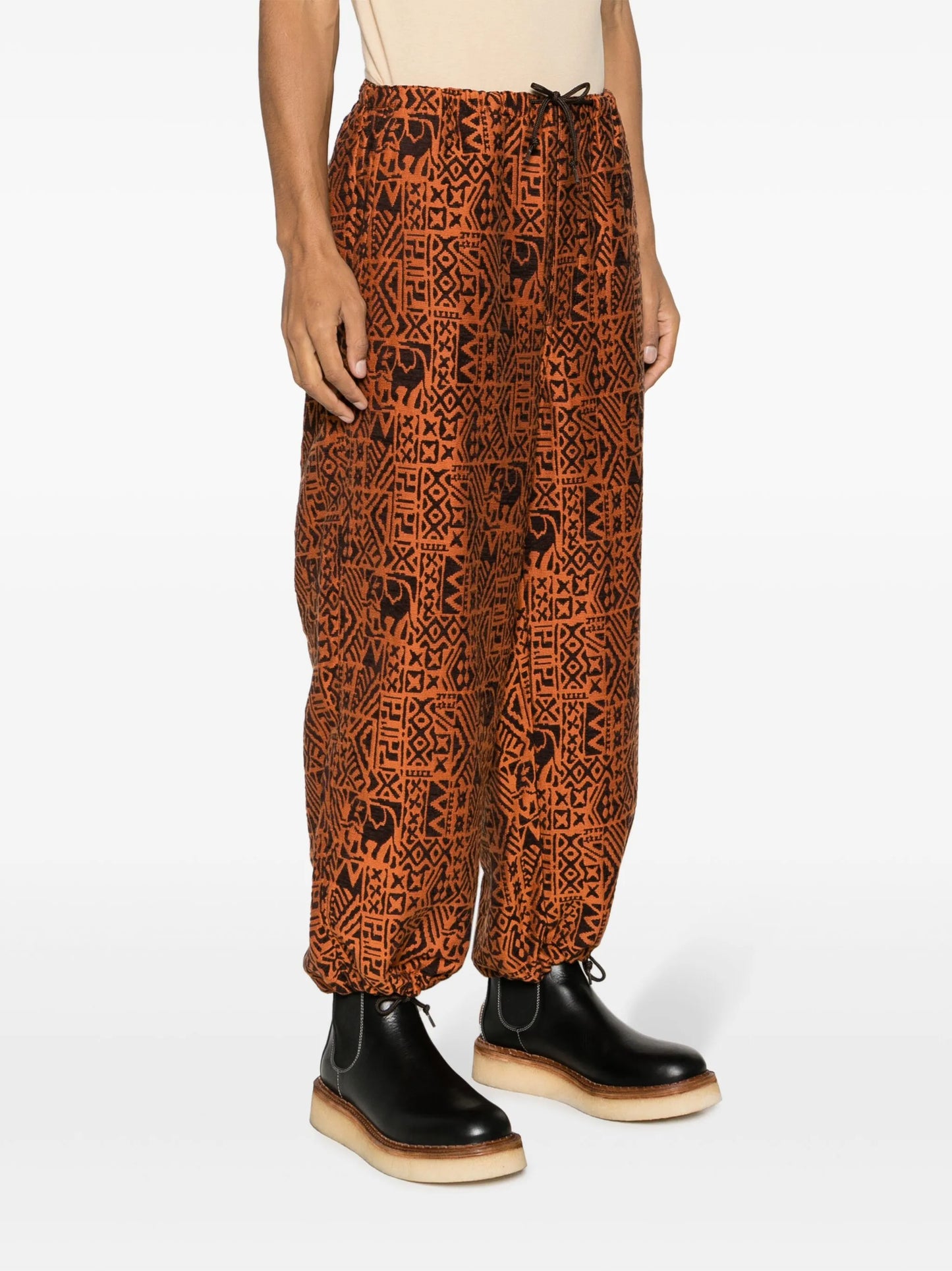Batik-pattern jacquard track pants