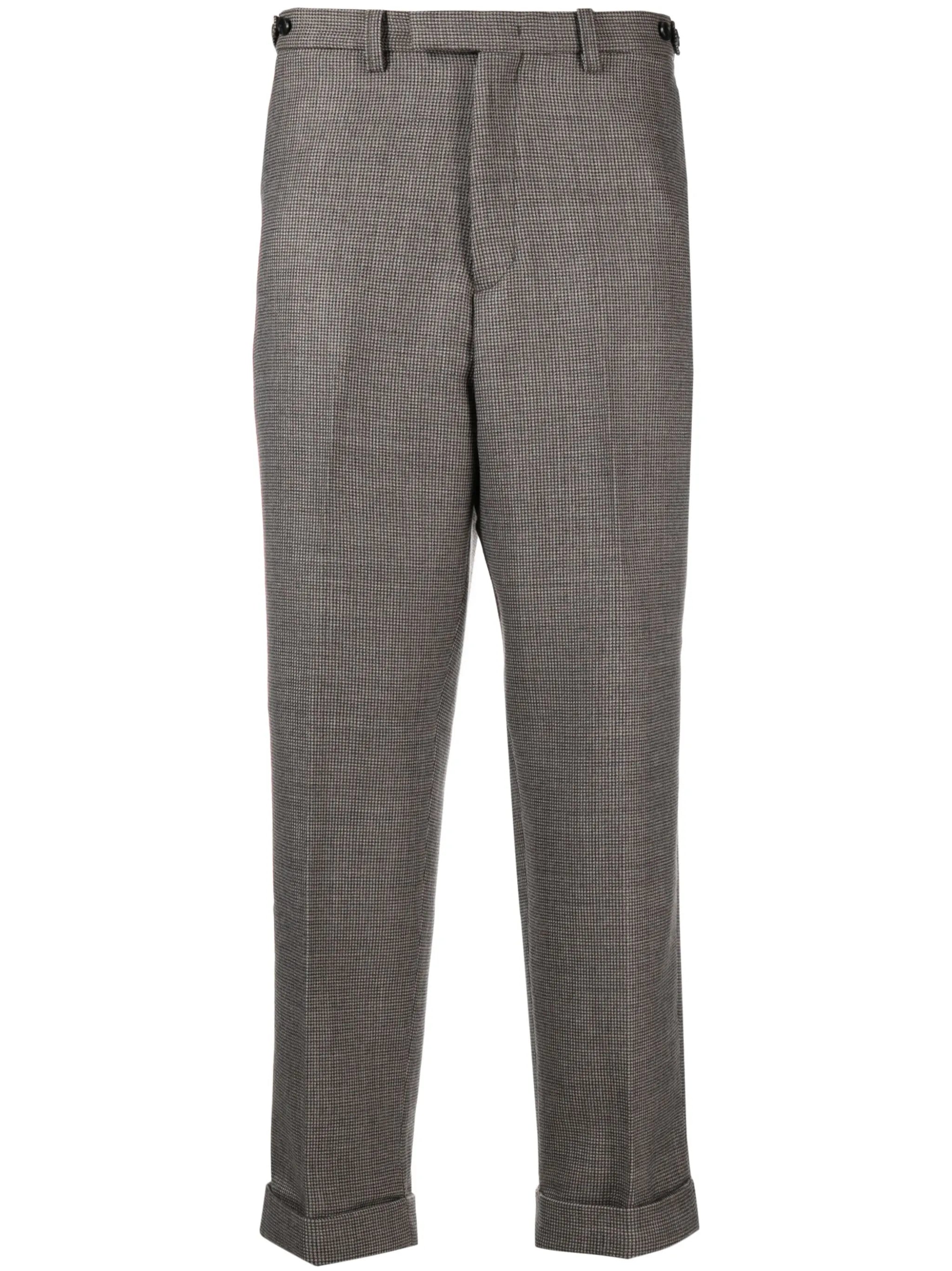 herringbone wool straight-leg trousers