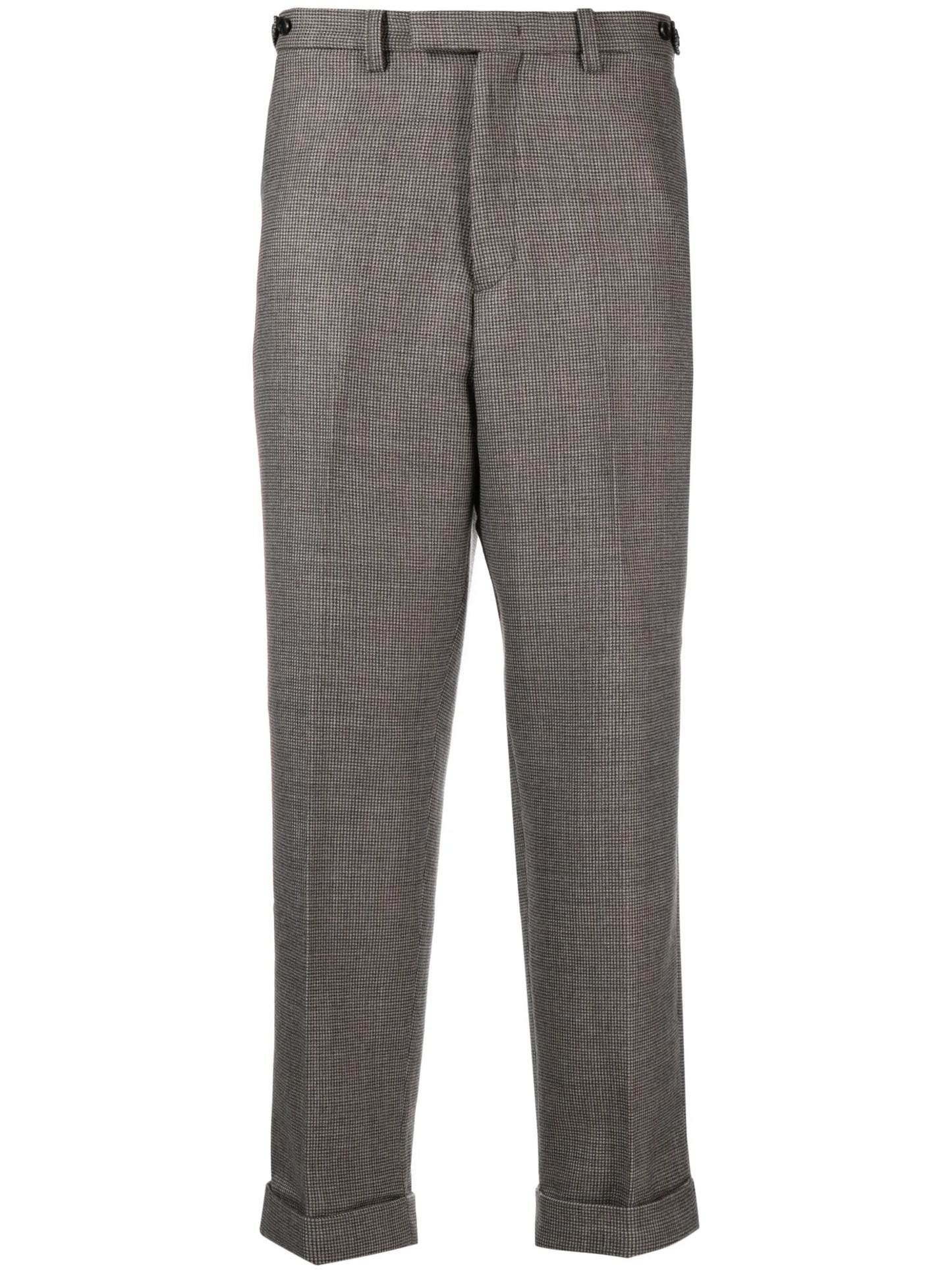 herringbone wool straight-leg trousers