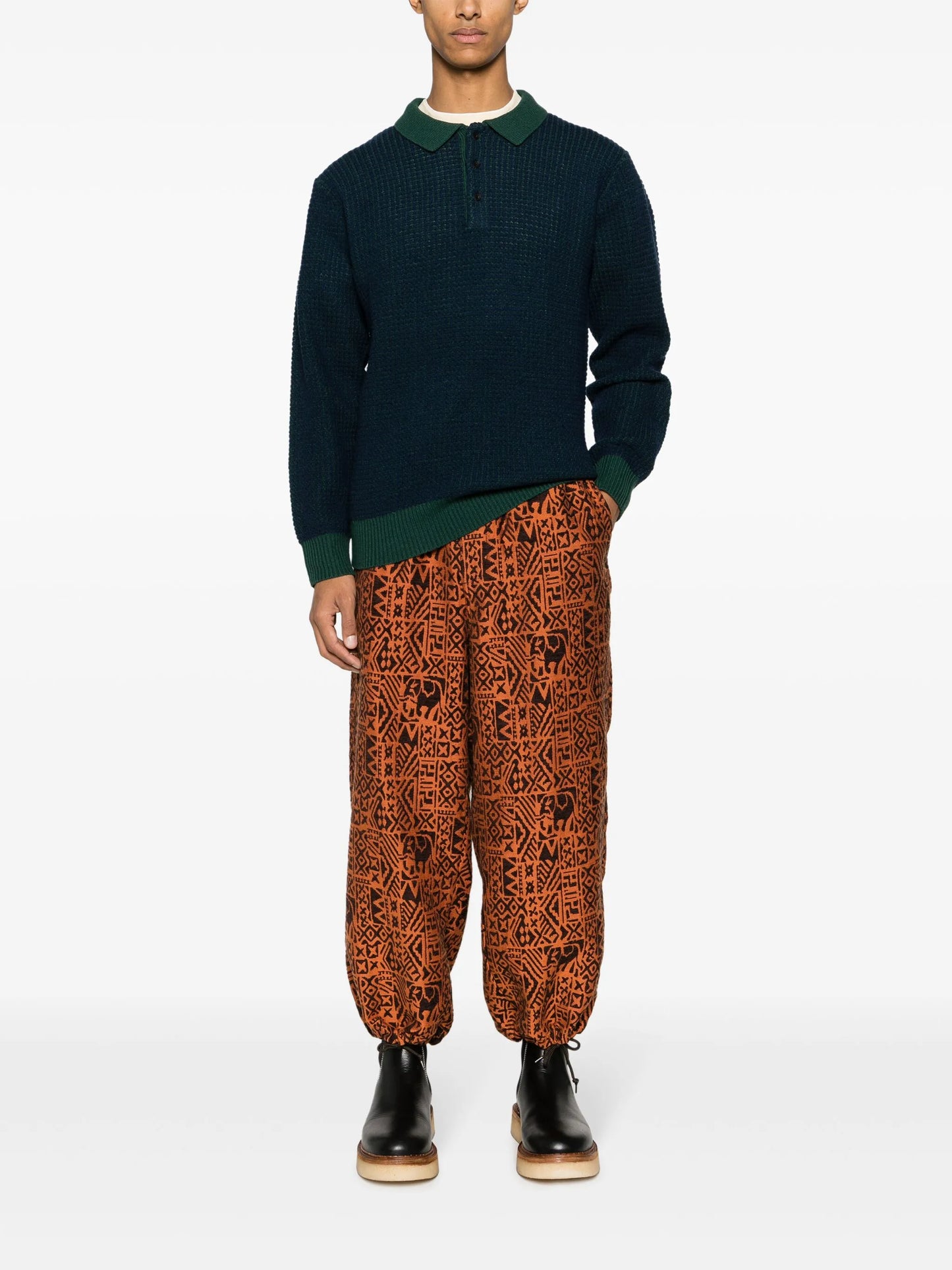 waffle-knit polo shirt