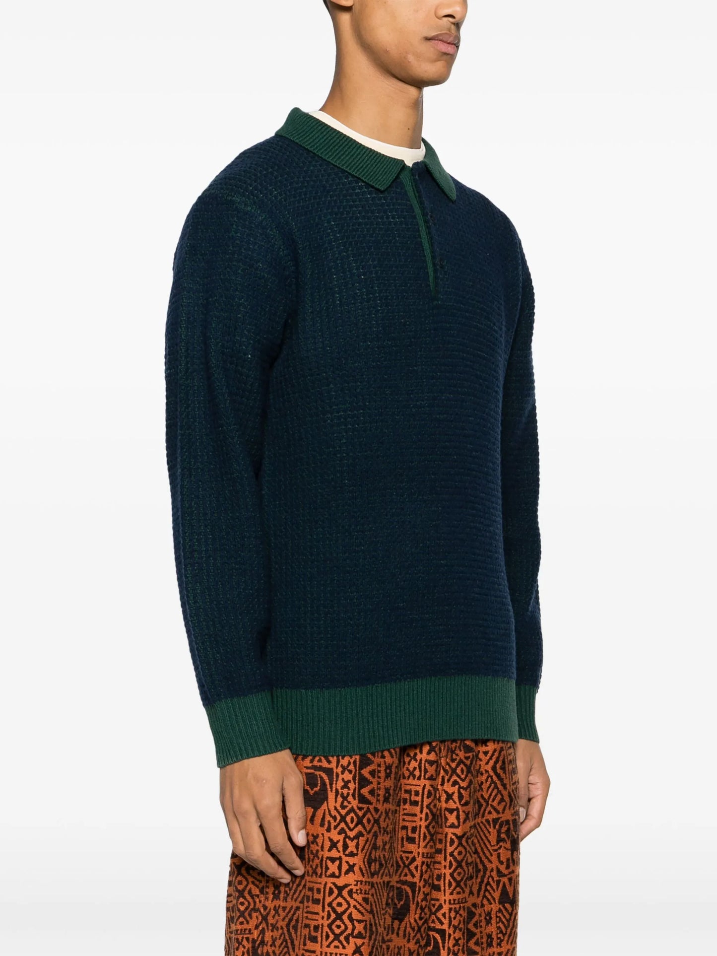 waffle-knit polo shirt