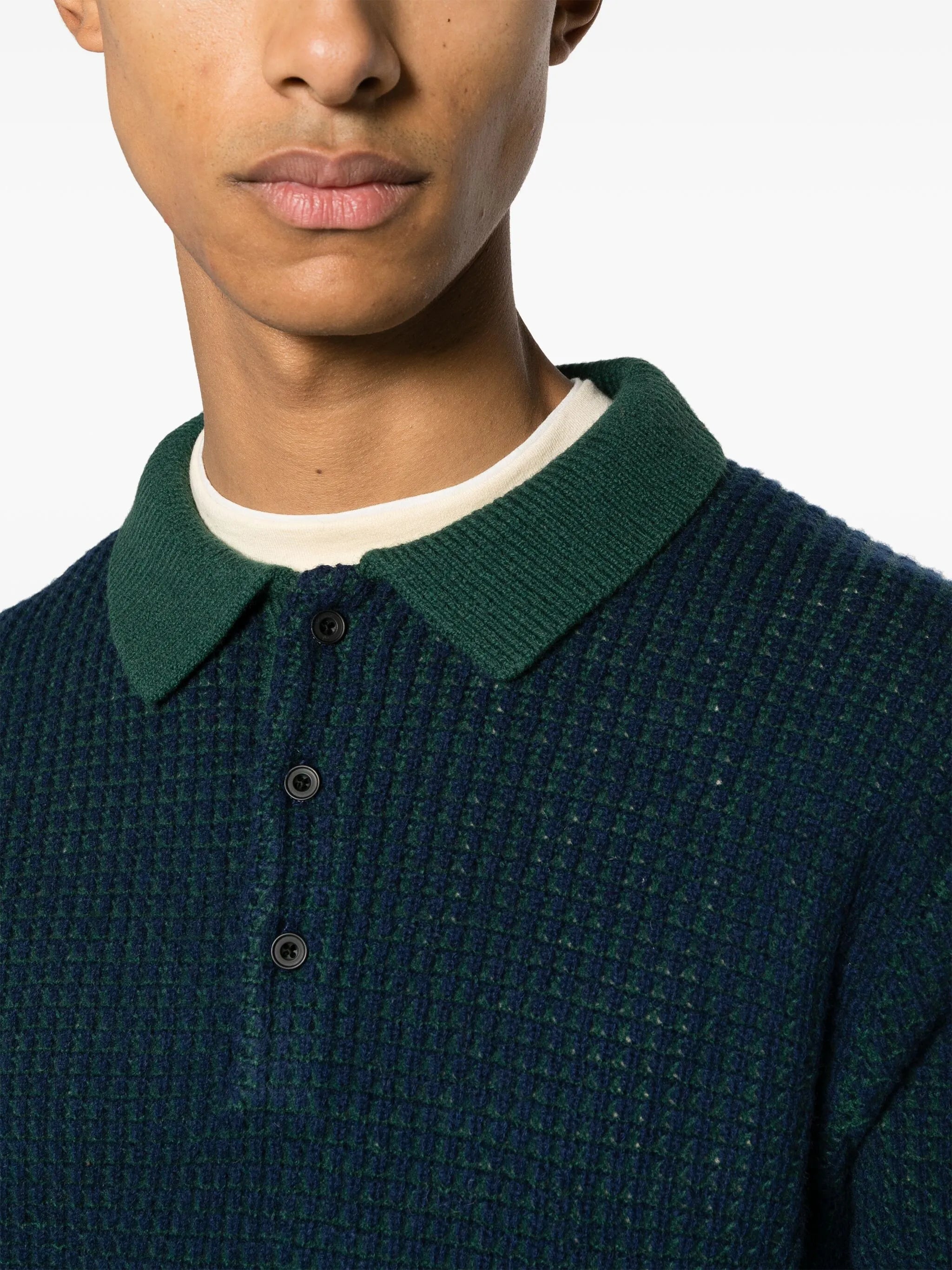 waffle-knit polo shirt