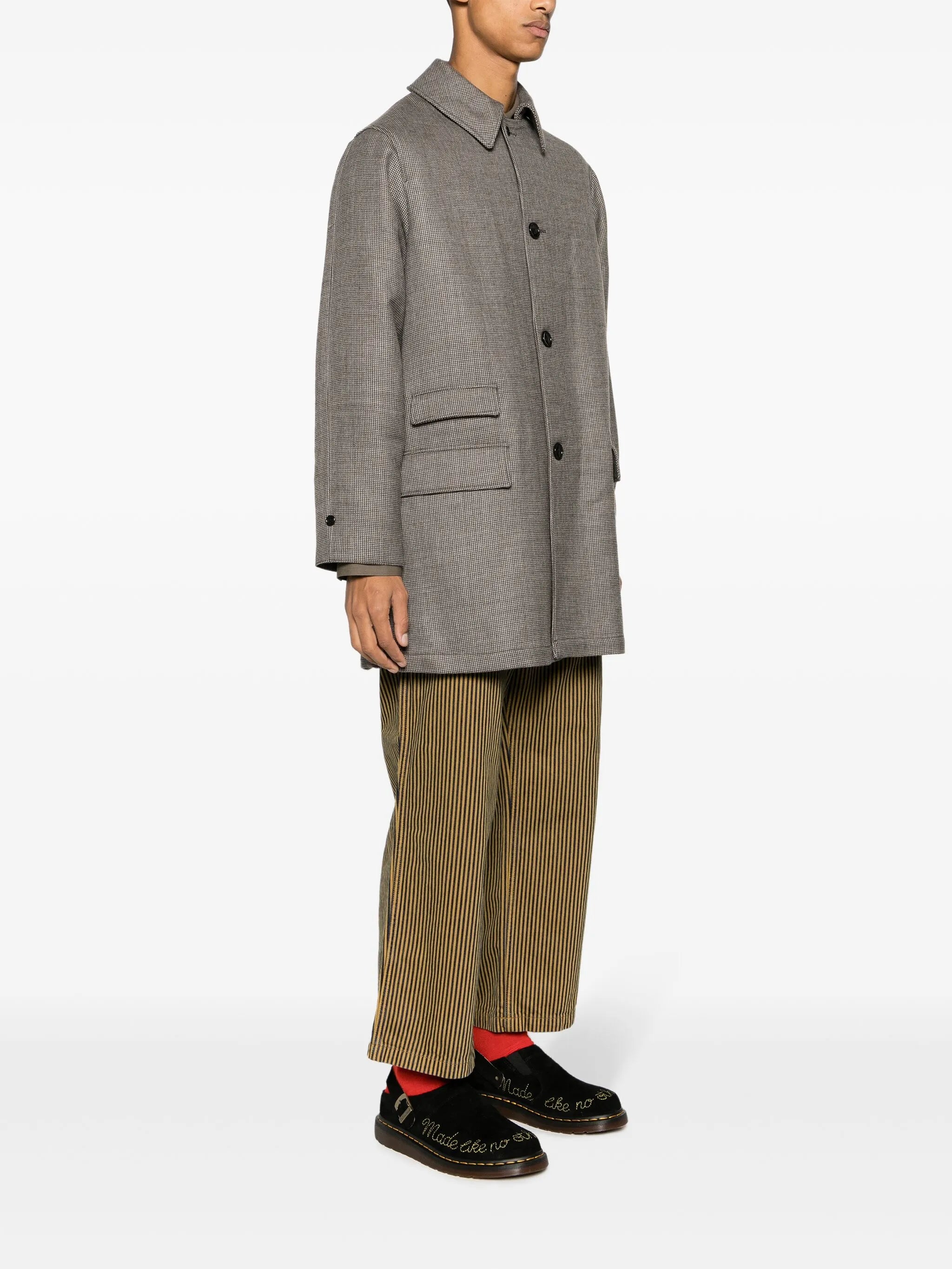 check-pattern button-down coat