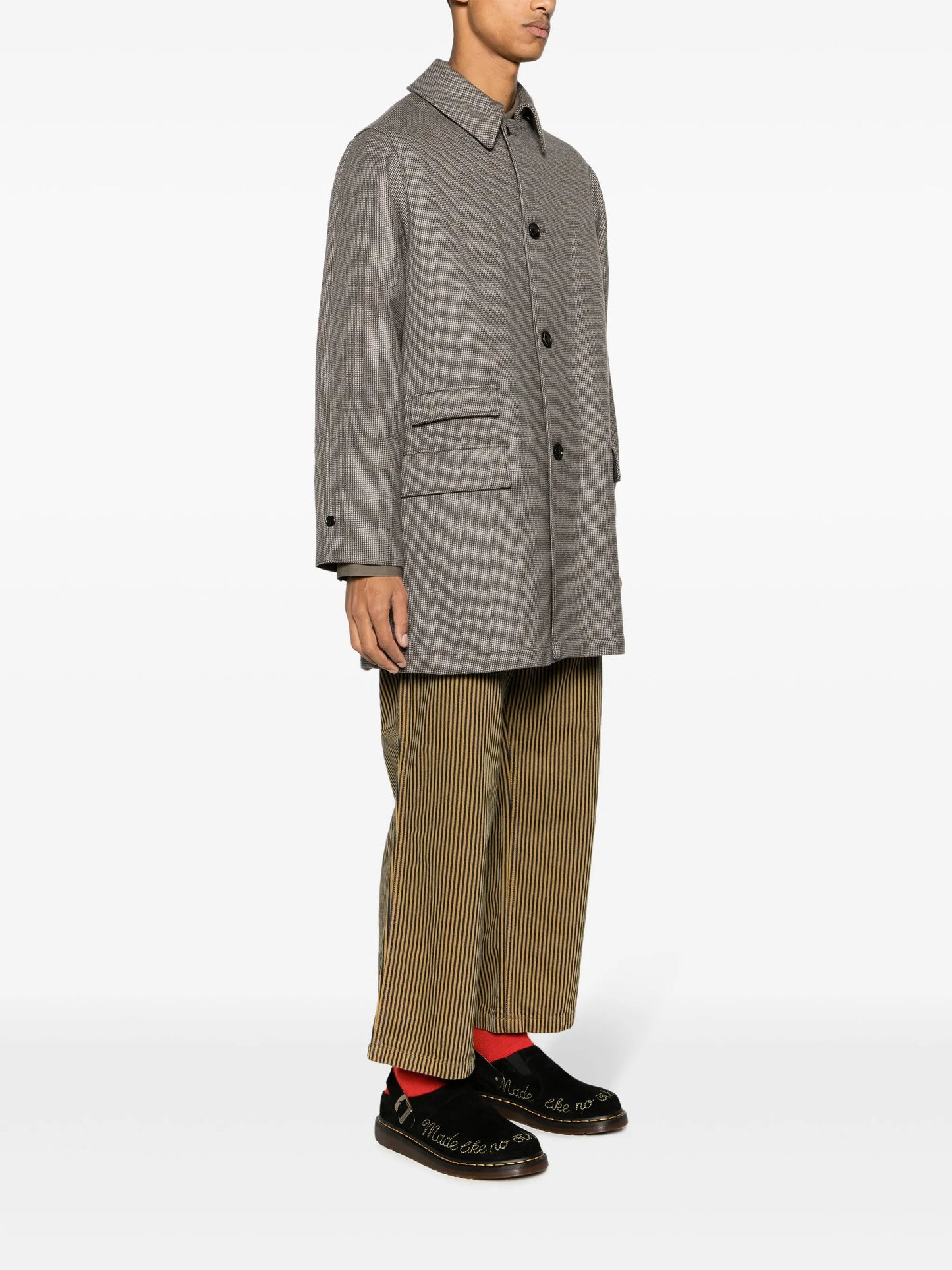 check-pattern button-down coat