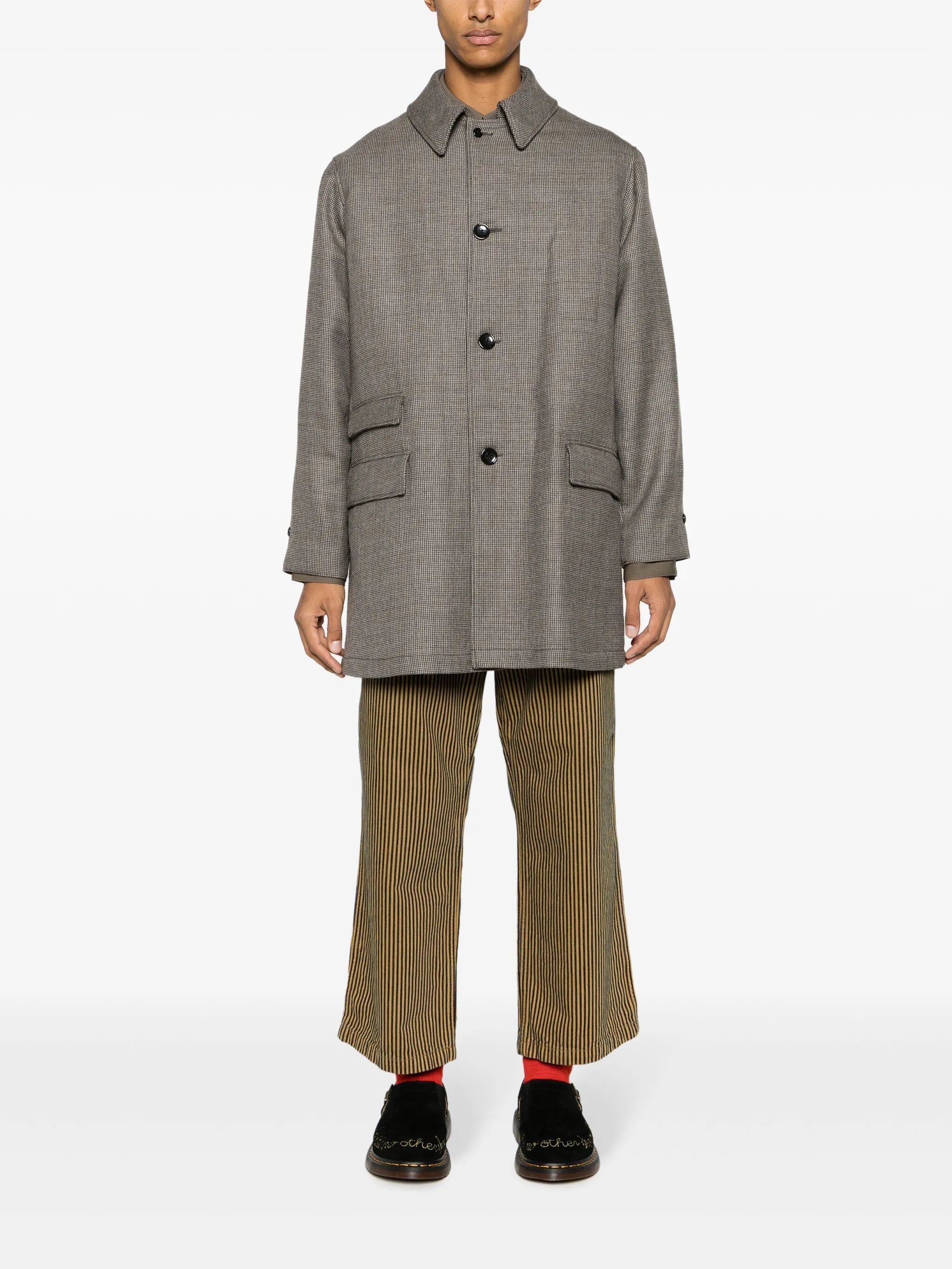 check-pattern button-down coat