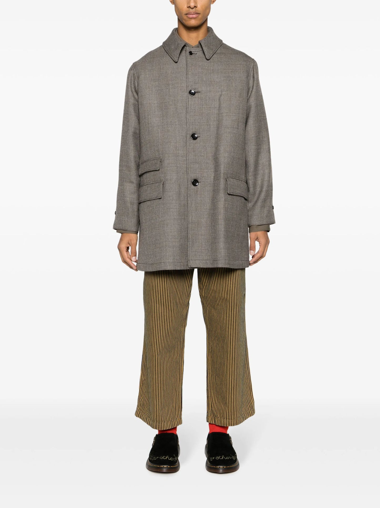 check-pattern button-down coat