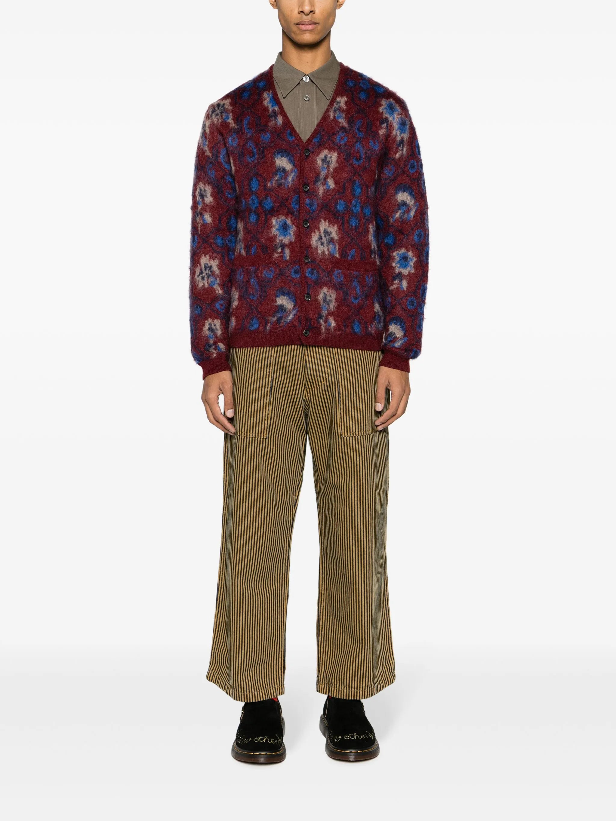 striped cropped straight-leg trousers