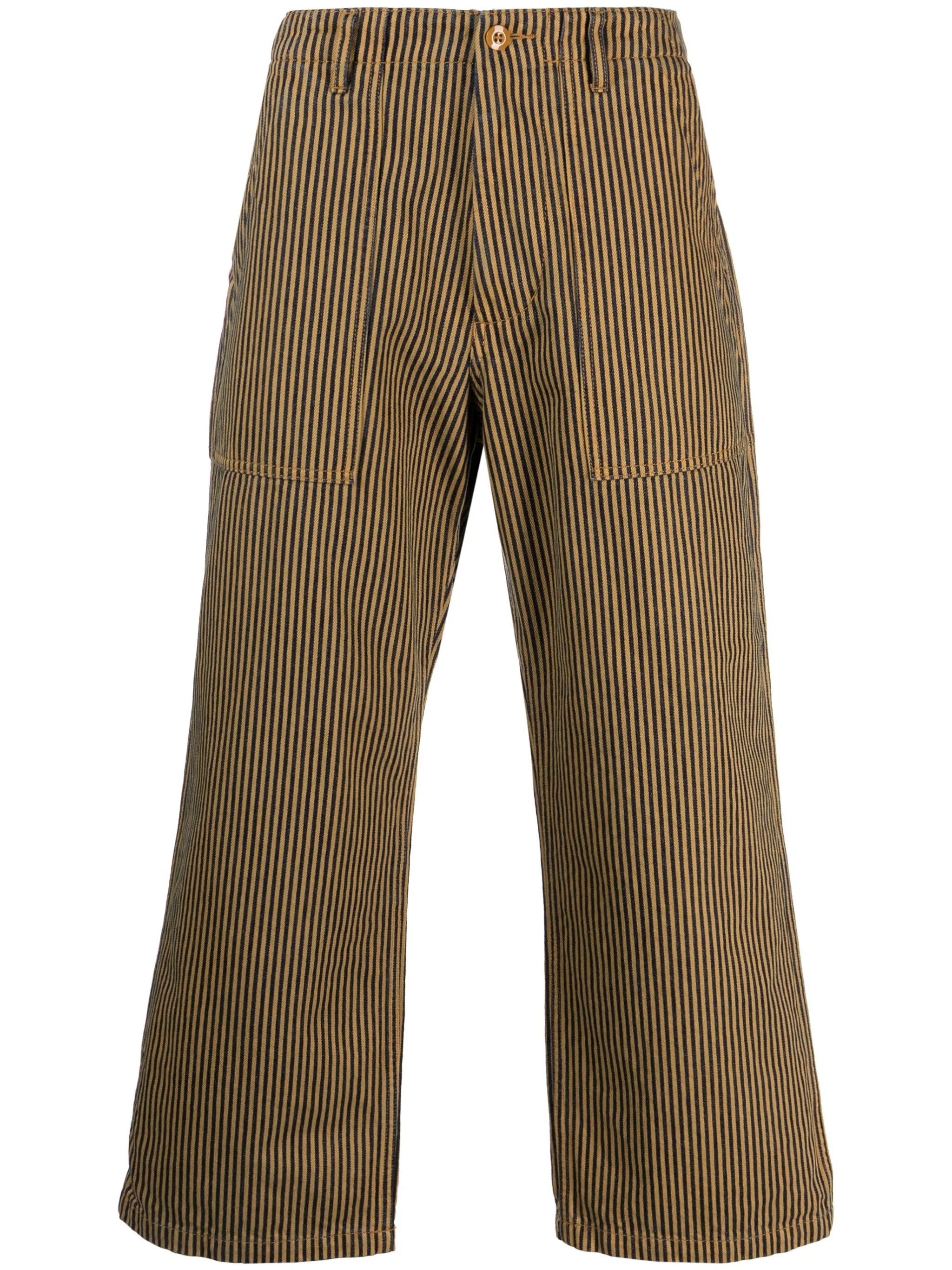 striped cropped straight-leg trousers