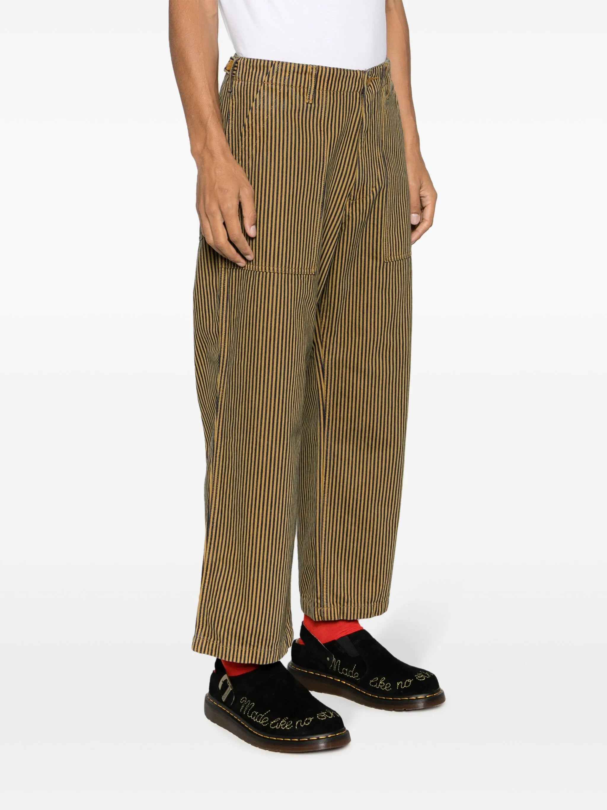 striped cropped straight-leg trousers