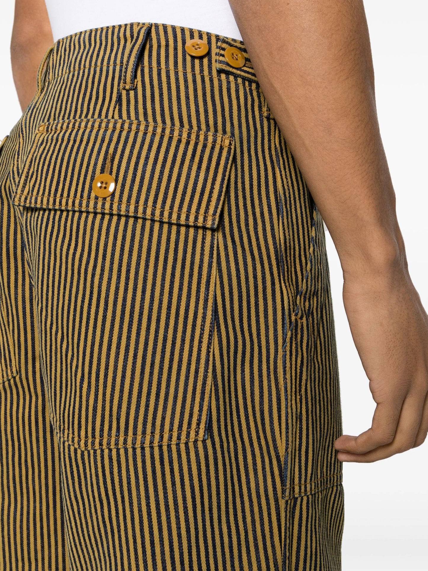 striped cropped straight-leg trousers
