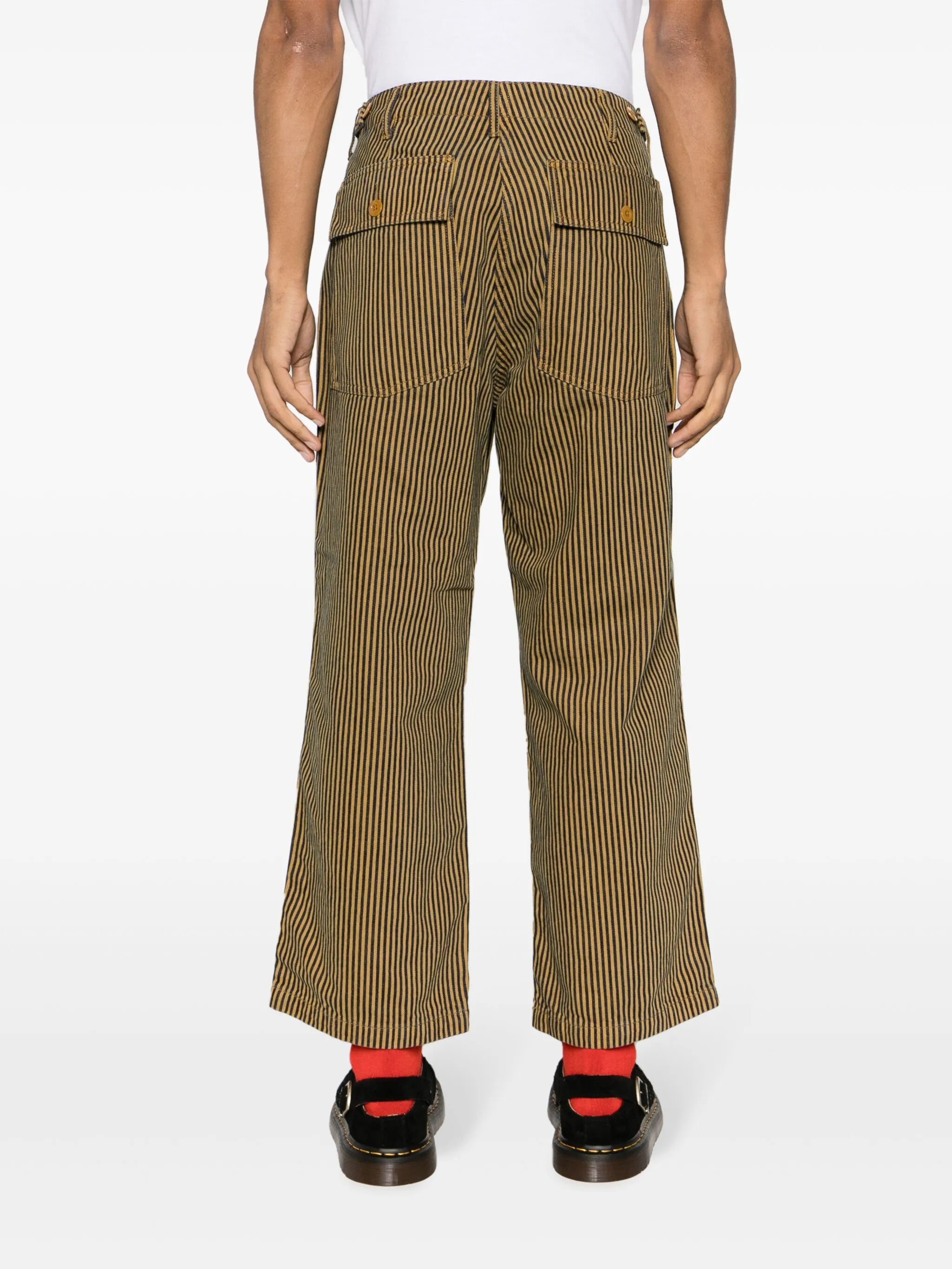 striped cropped straight-leg trousers