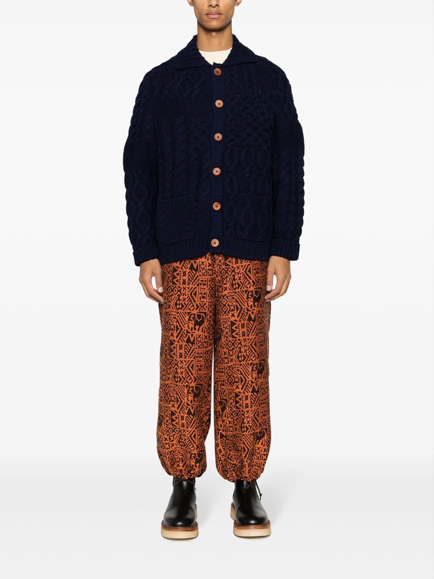 Alan patchwork-knit wool cardigan