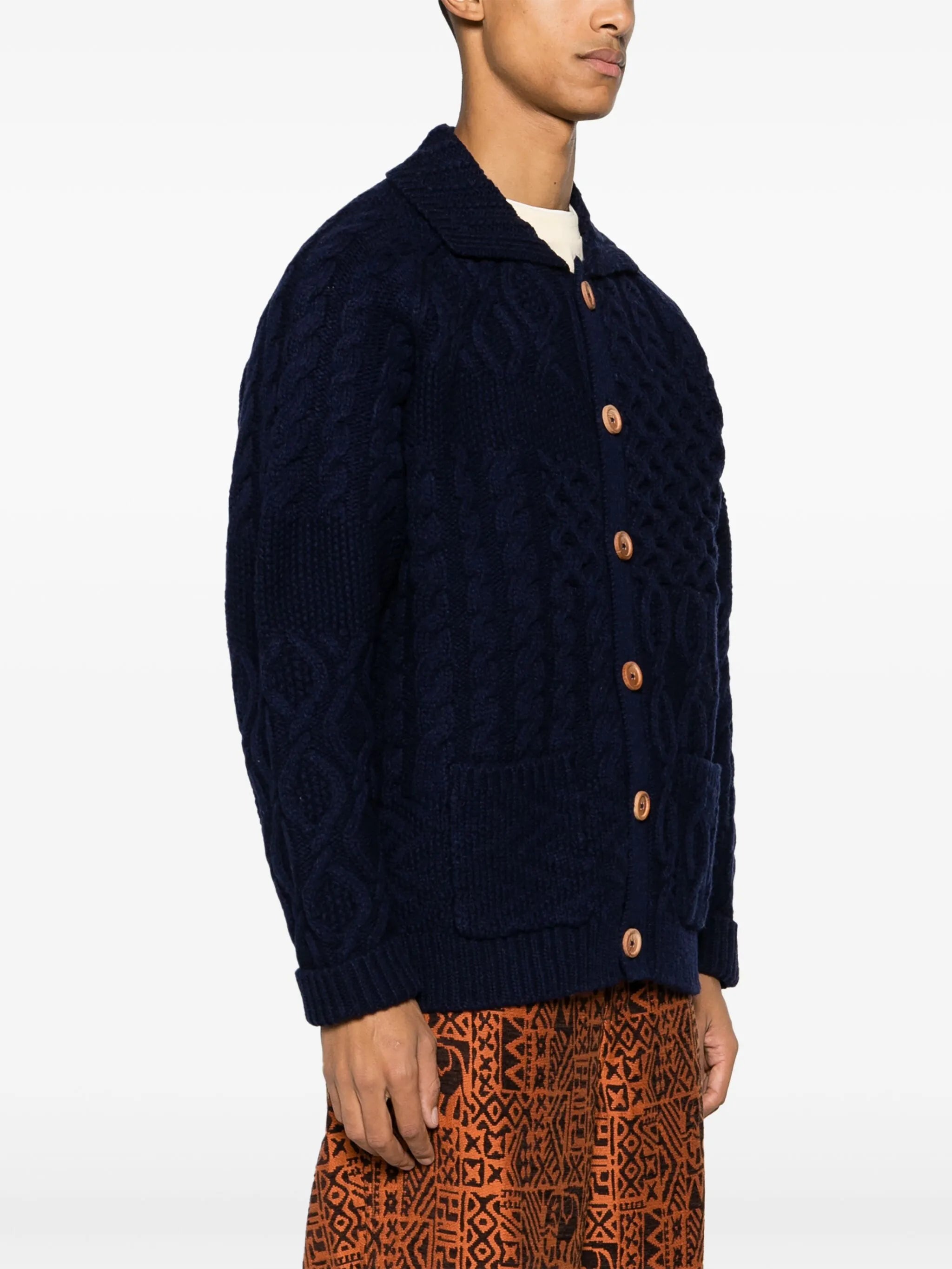 Alan patchwork-knit wool cardigan