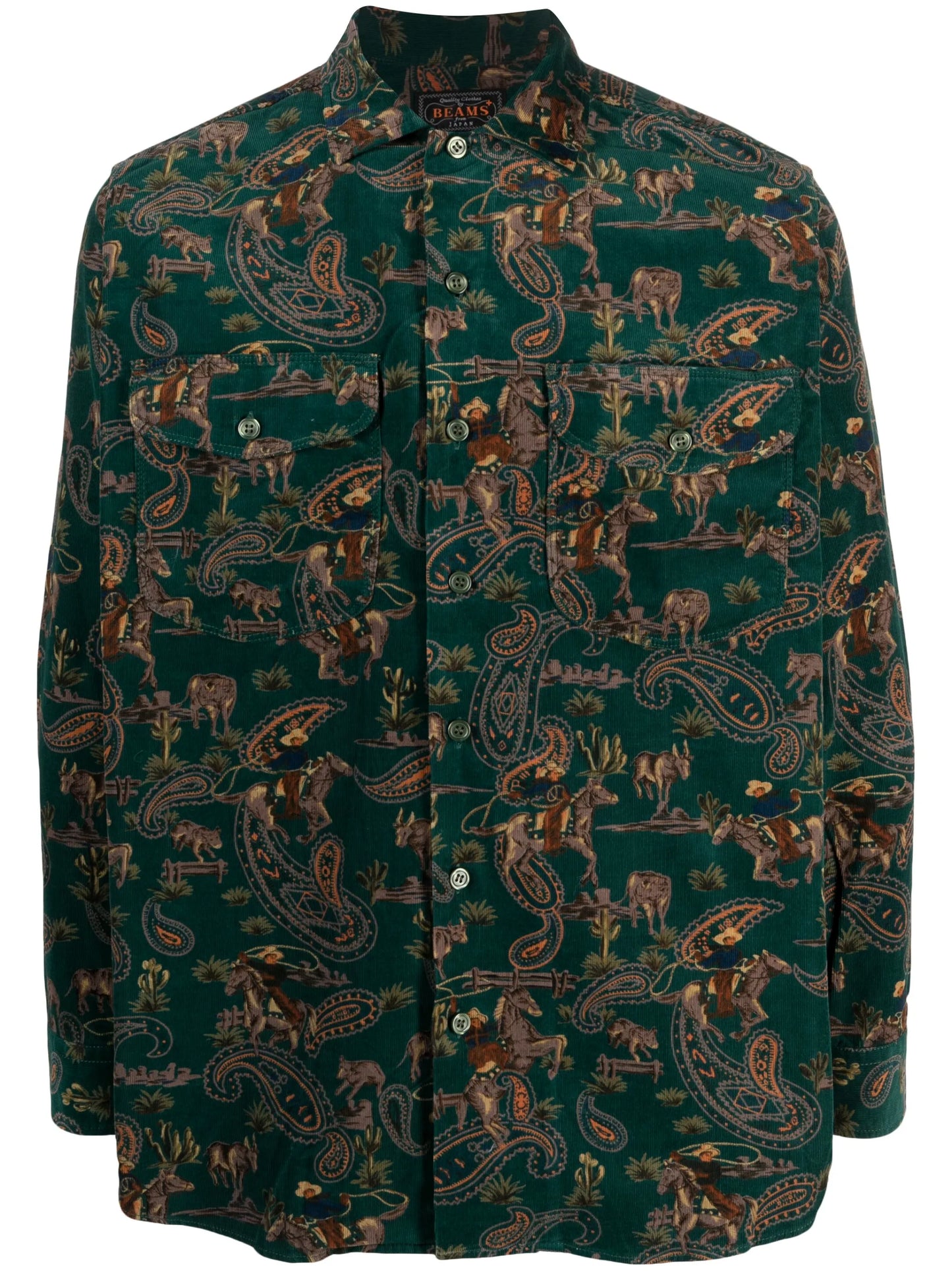 cowboy-print corduroy shirt