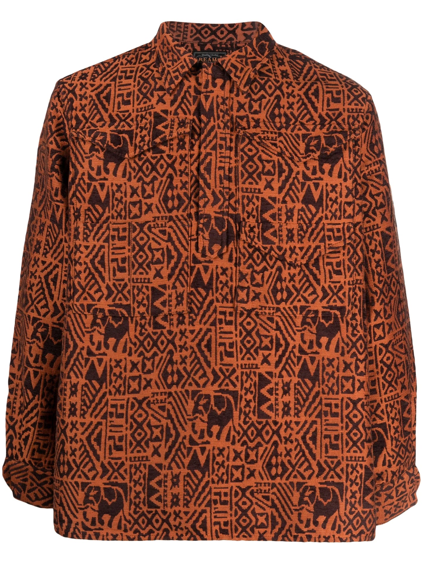 batik-pattern jacquard shirt