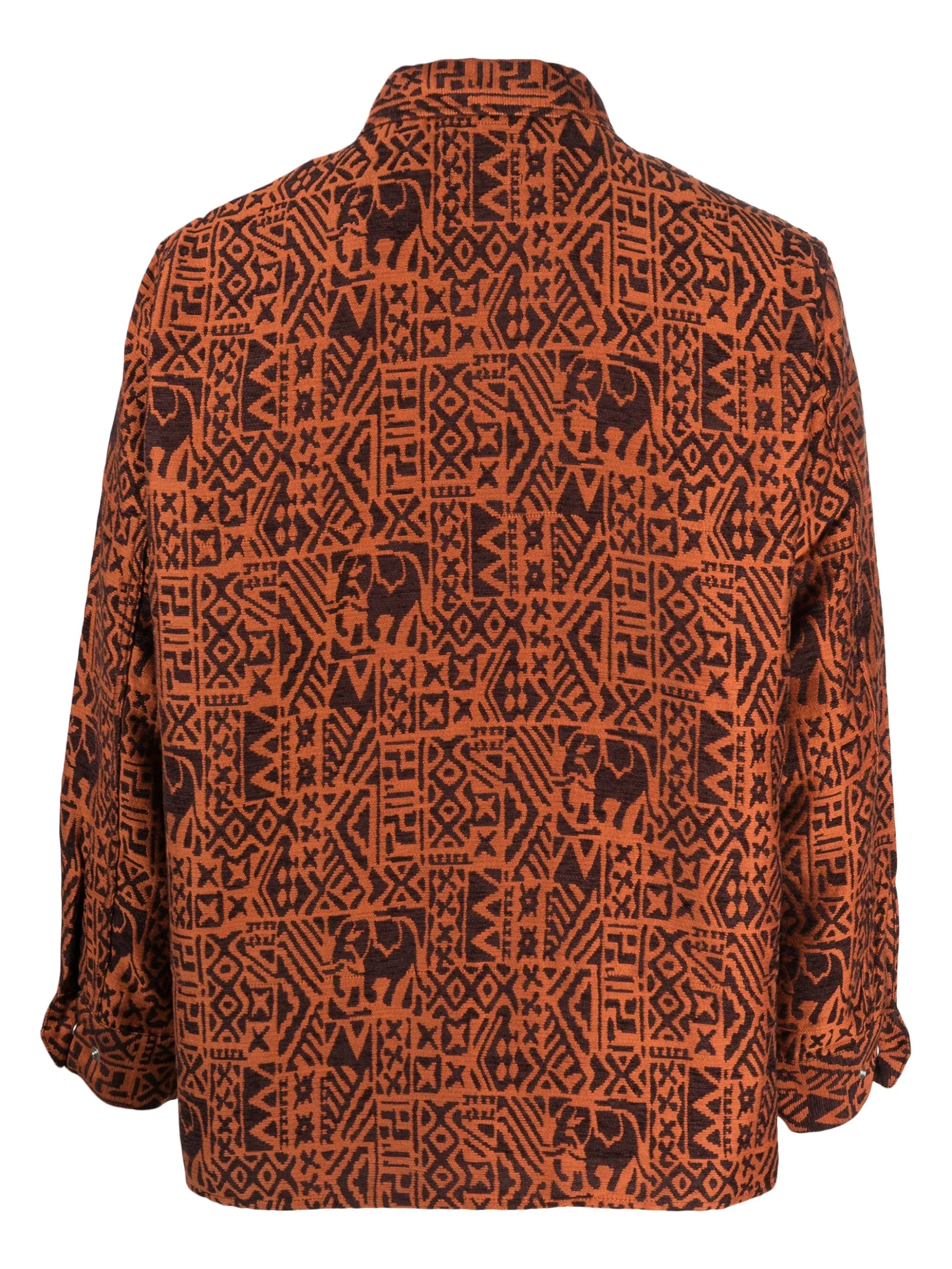 batik-pattern jacquard shirt
