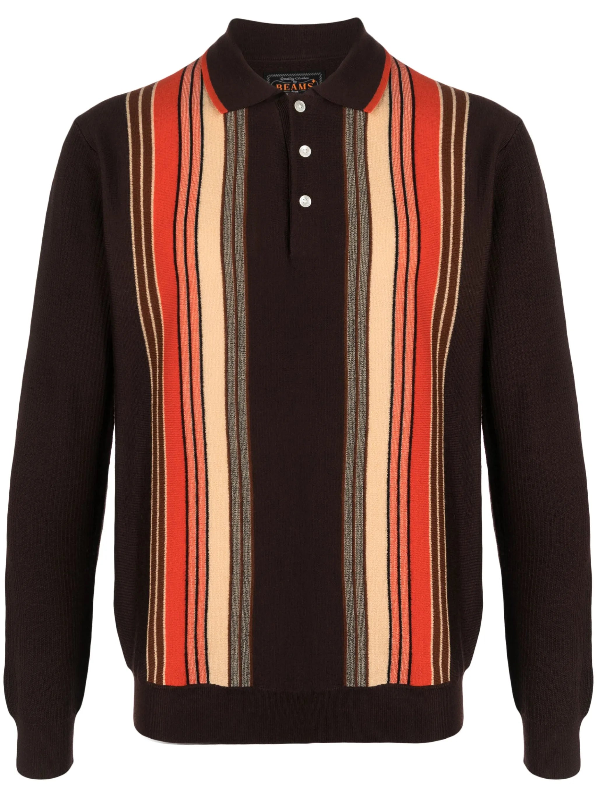 intarsia-knit striped wool polo shirt
