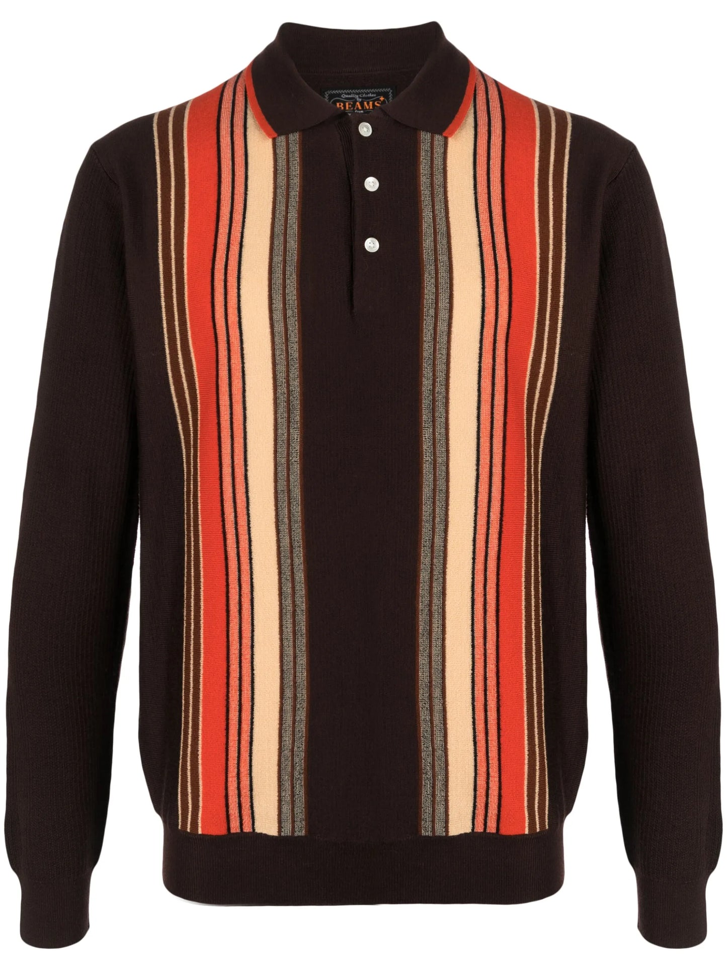 intarsia-knit striped wool polo shirt