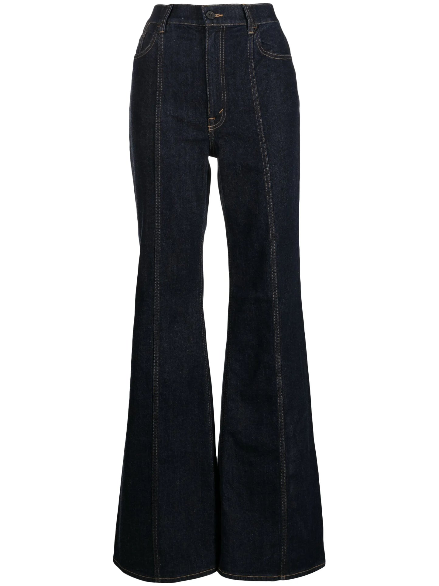 seam-detailed flared jeans