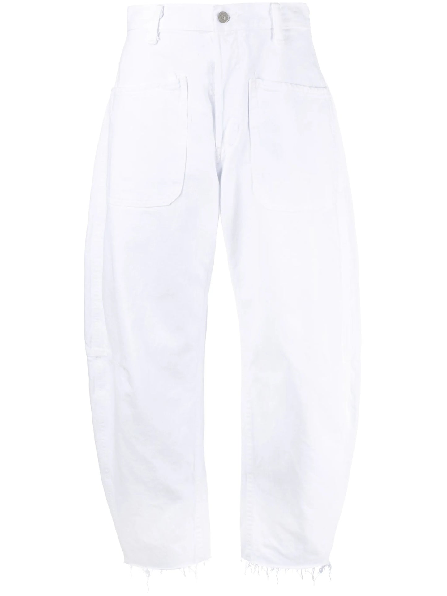 high-waisted tapered-leg jeans