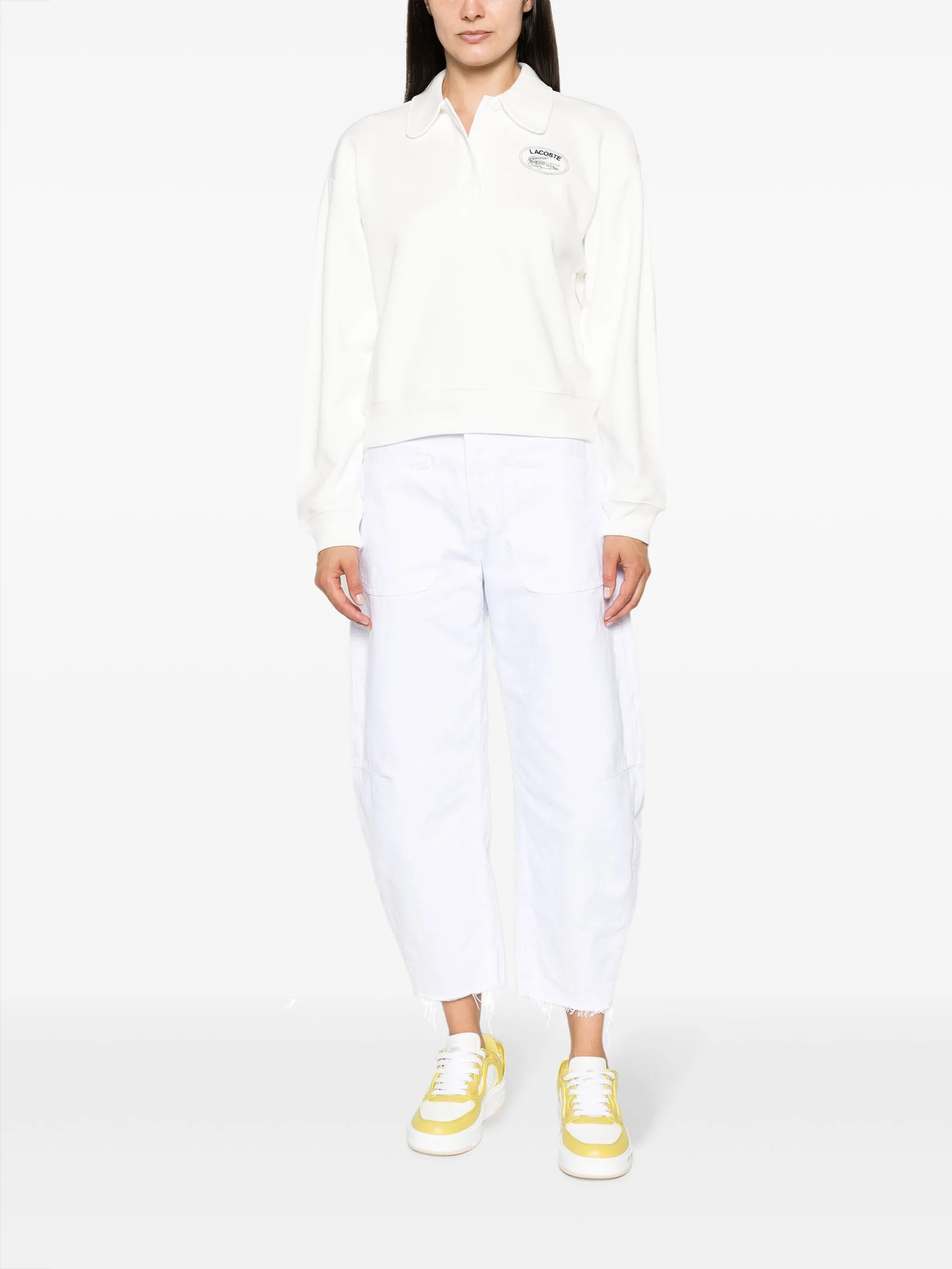 high-waisted tapered-leg jeans