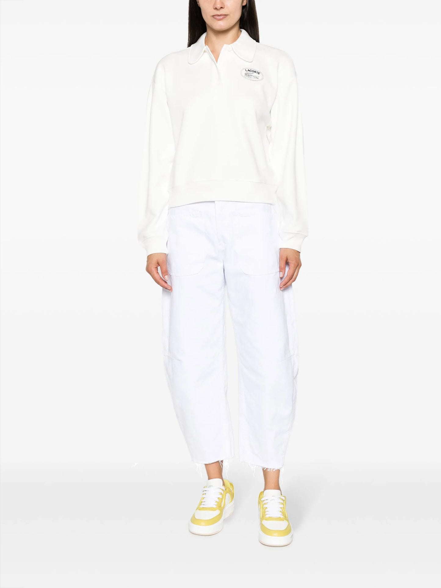 high-waisted tapered-leg jeans