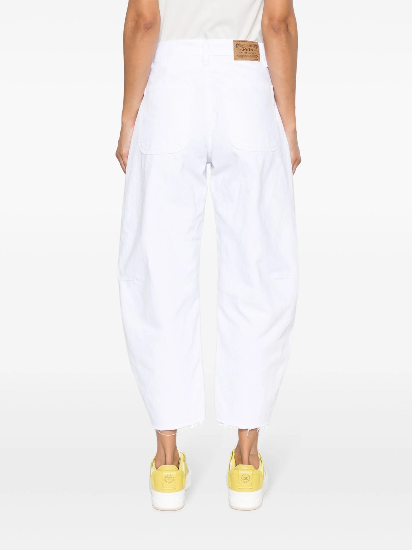 high-waisted tapered-leg jeans